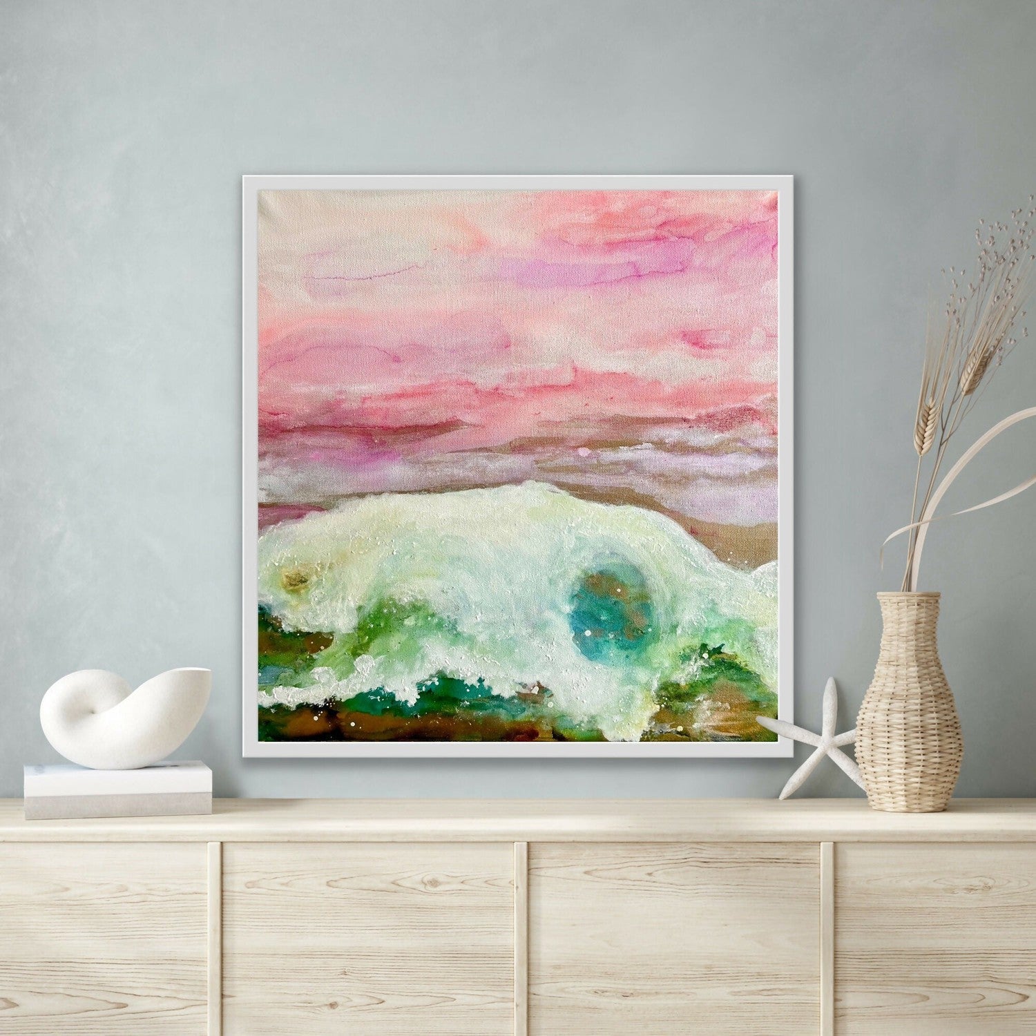 Coastal Canvas, Mixed Media On Canvas, 50x50cm, by Lori Burke