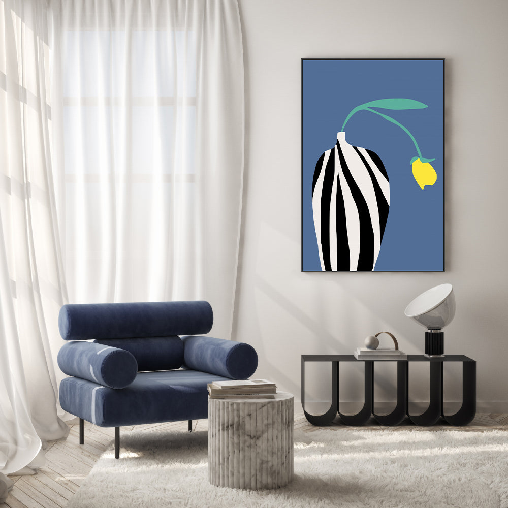 Tulip In Zebra Striped Vase , By Little Dean