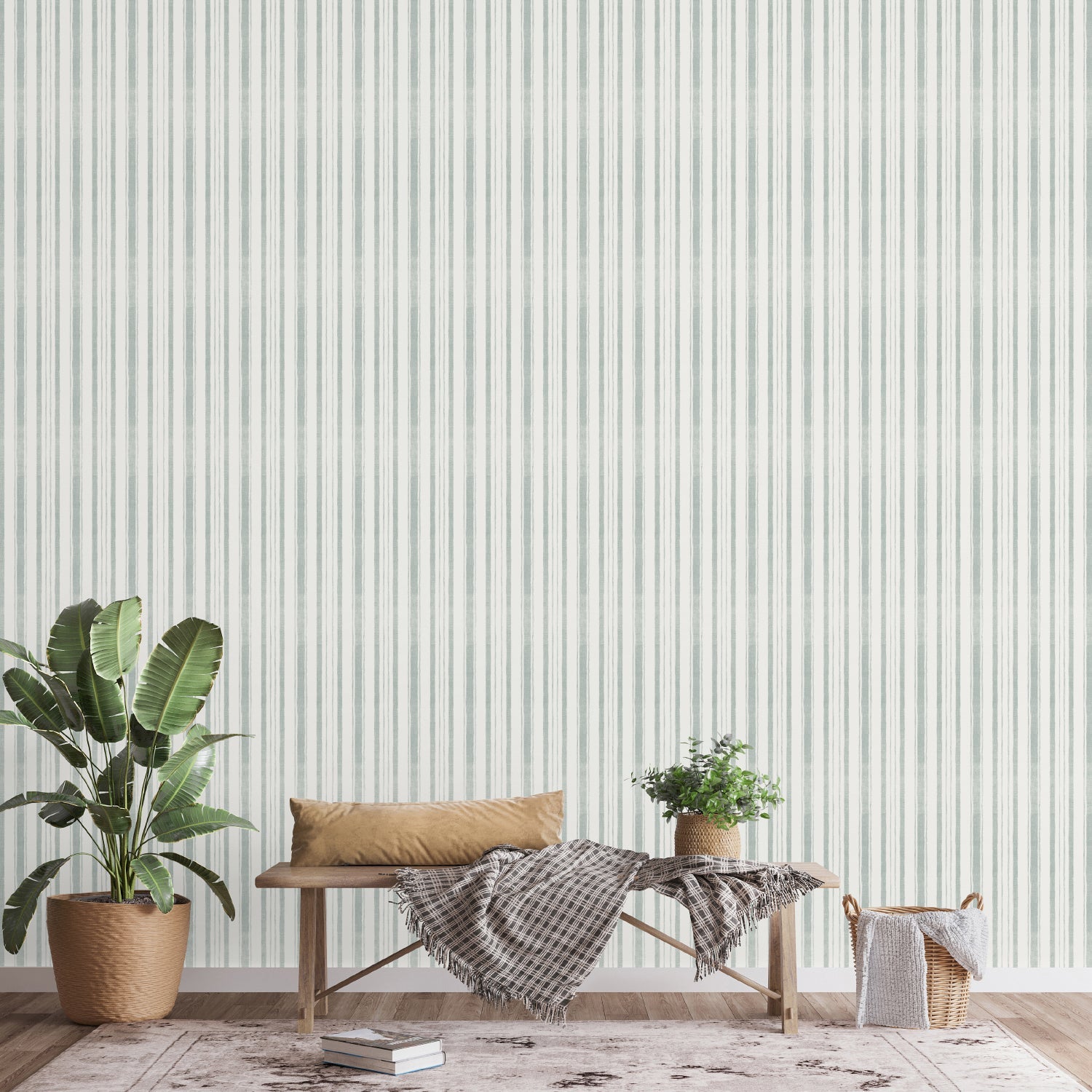 Sage Stripe Pattern, Wallpaper