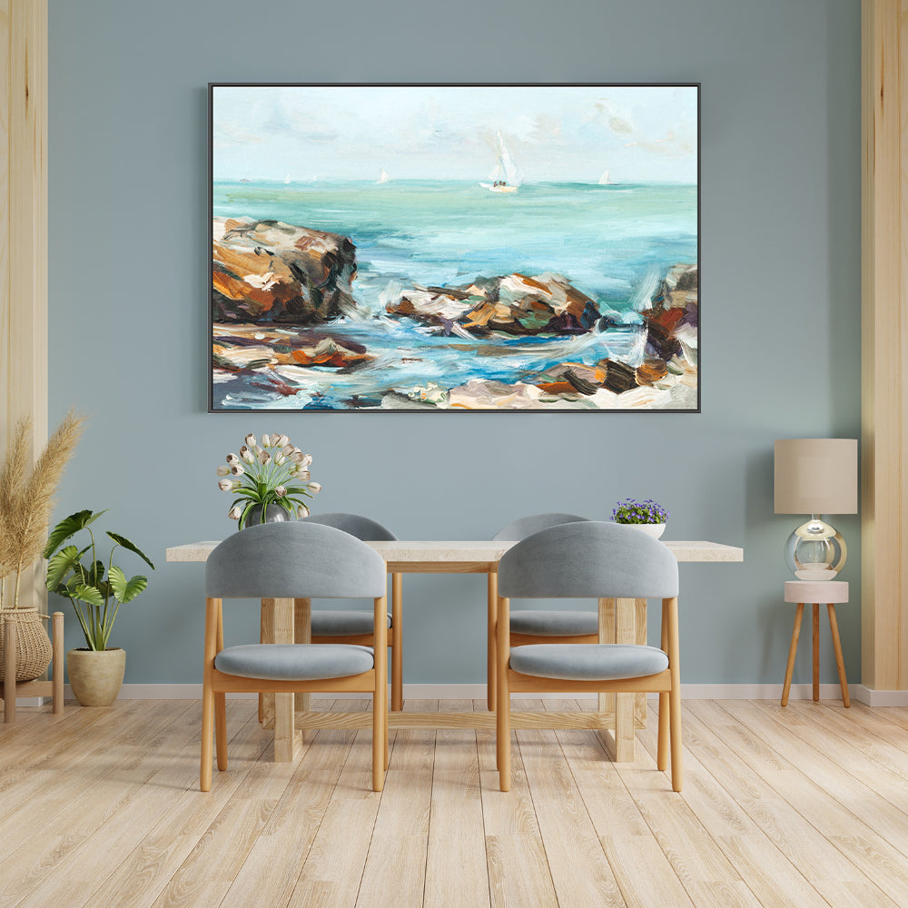 Sailing Beyond The Horizon , Hand-painted Canvas