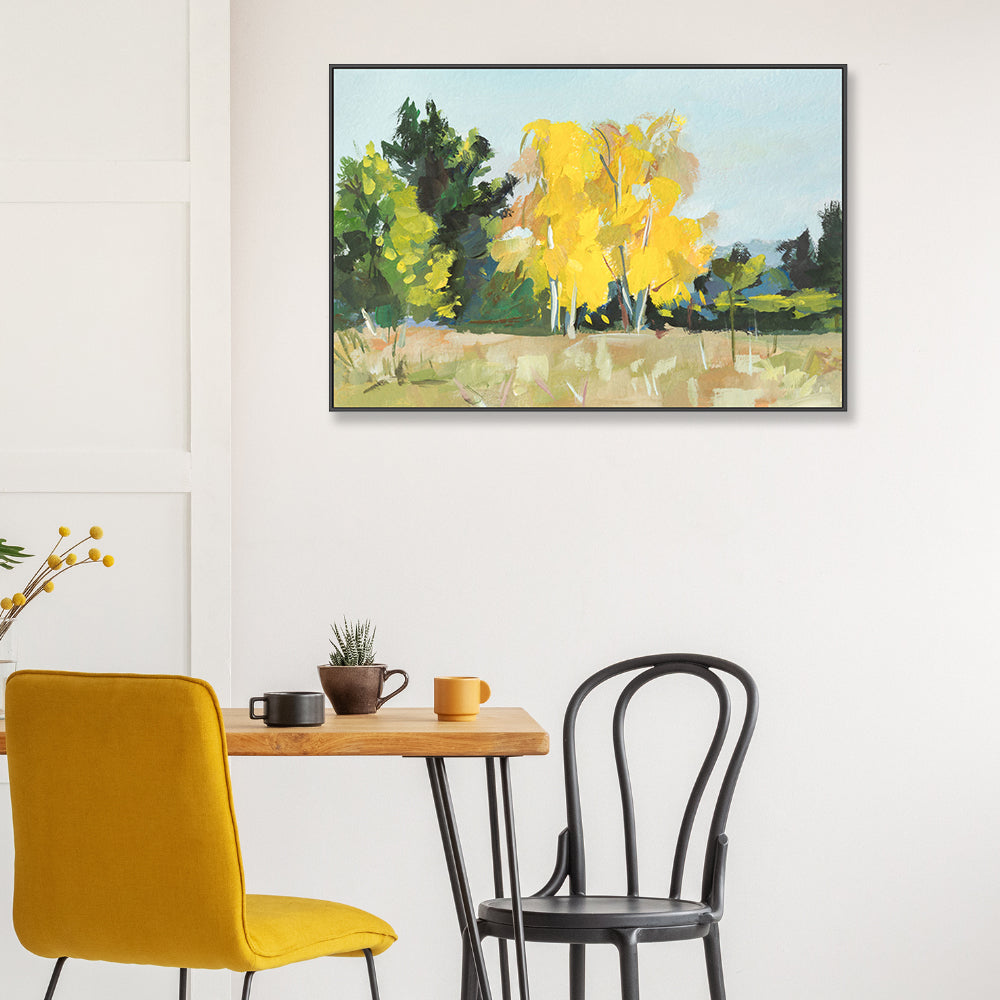 Yellow Autumn Trees , Hand-painted Canvas