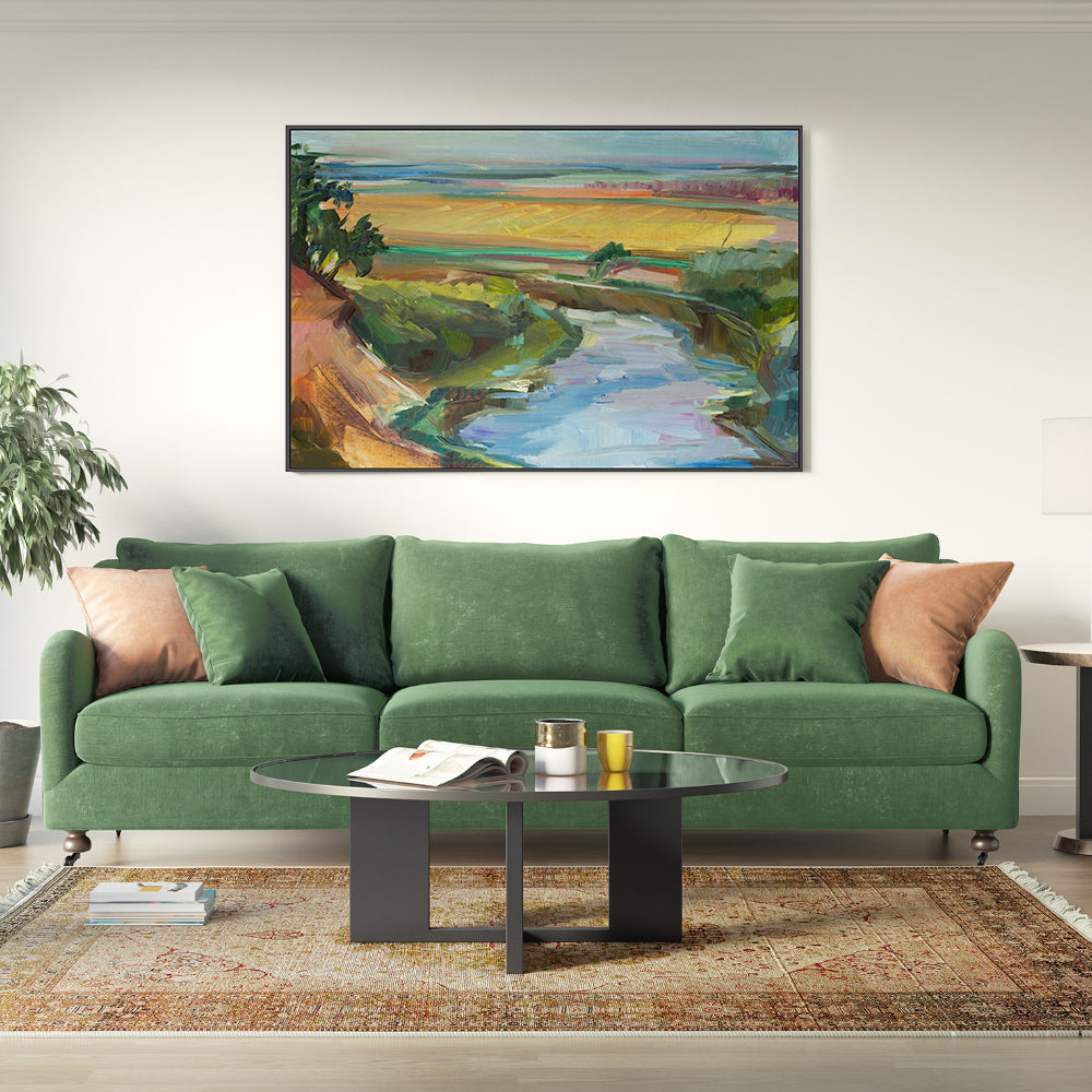 Abstract Creek and Mountains , Hand-painted Canvas