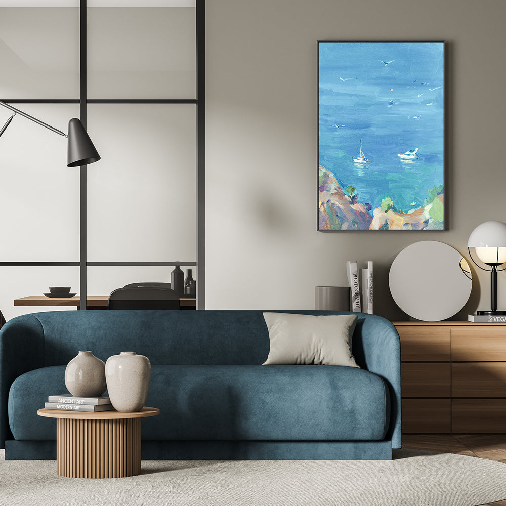 Blue As The Ocean , Hand-painted Canvas