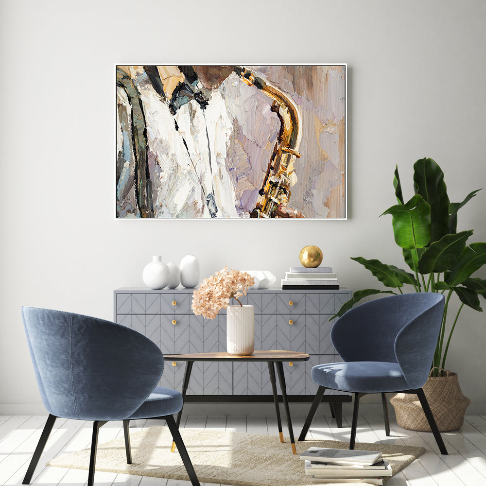 The Saxophonist , Hand-Painted Canvas