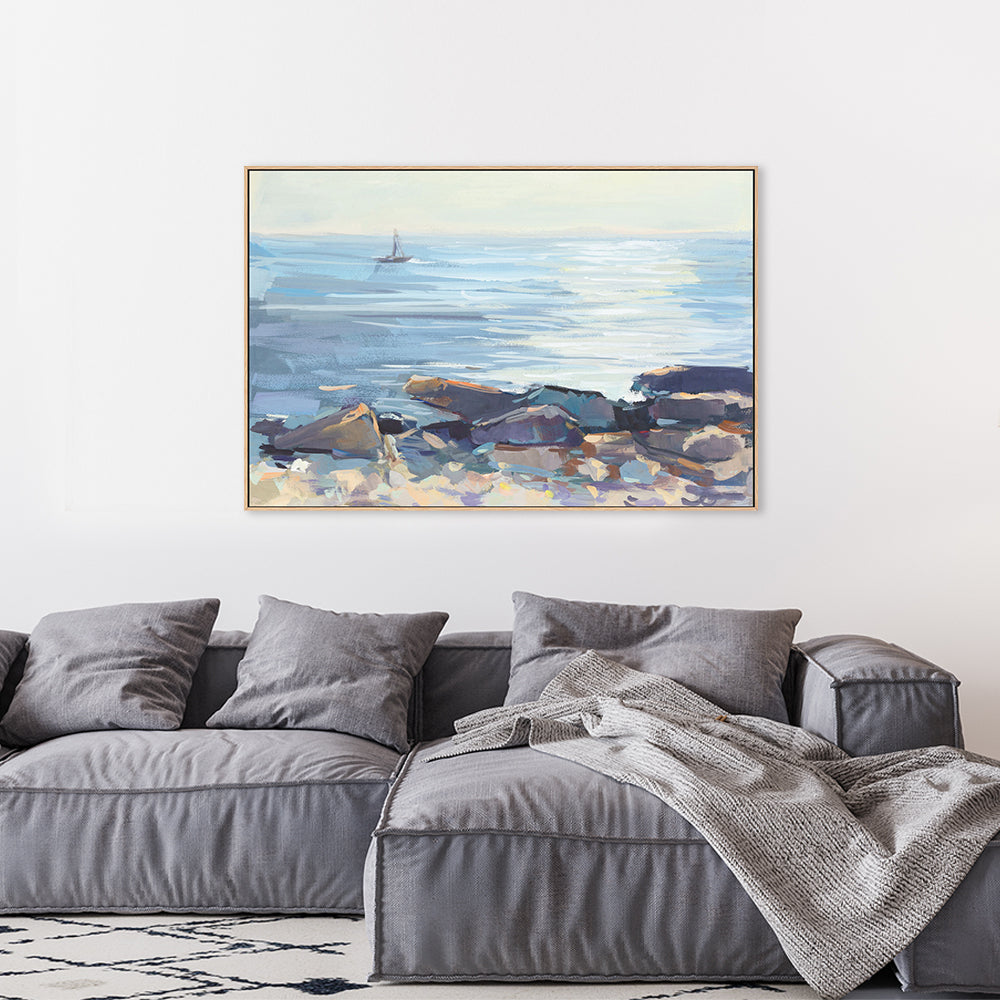 Shimmering Ocean , Hand-painted Canvas