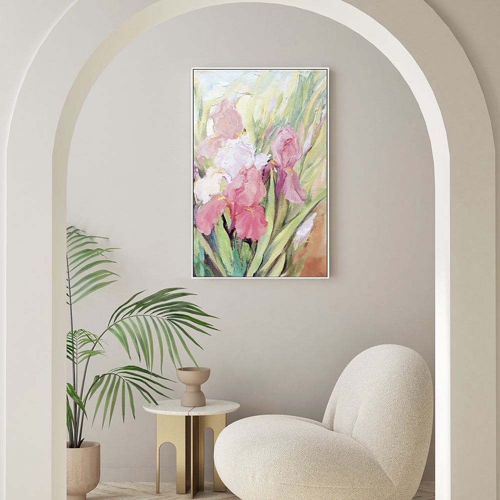 Soft Pink Bloom , Hand-painted Canvas