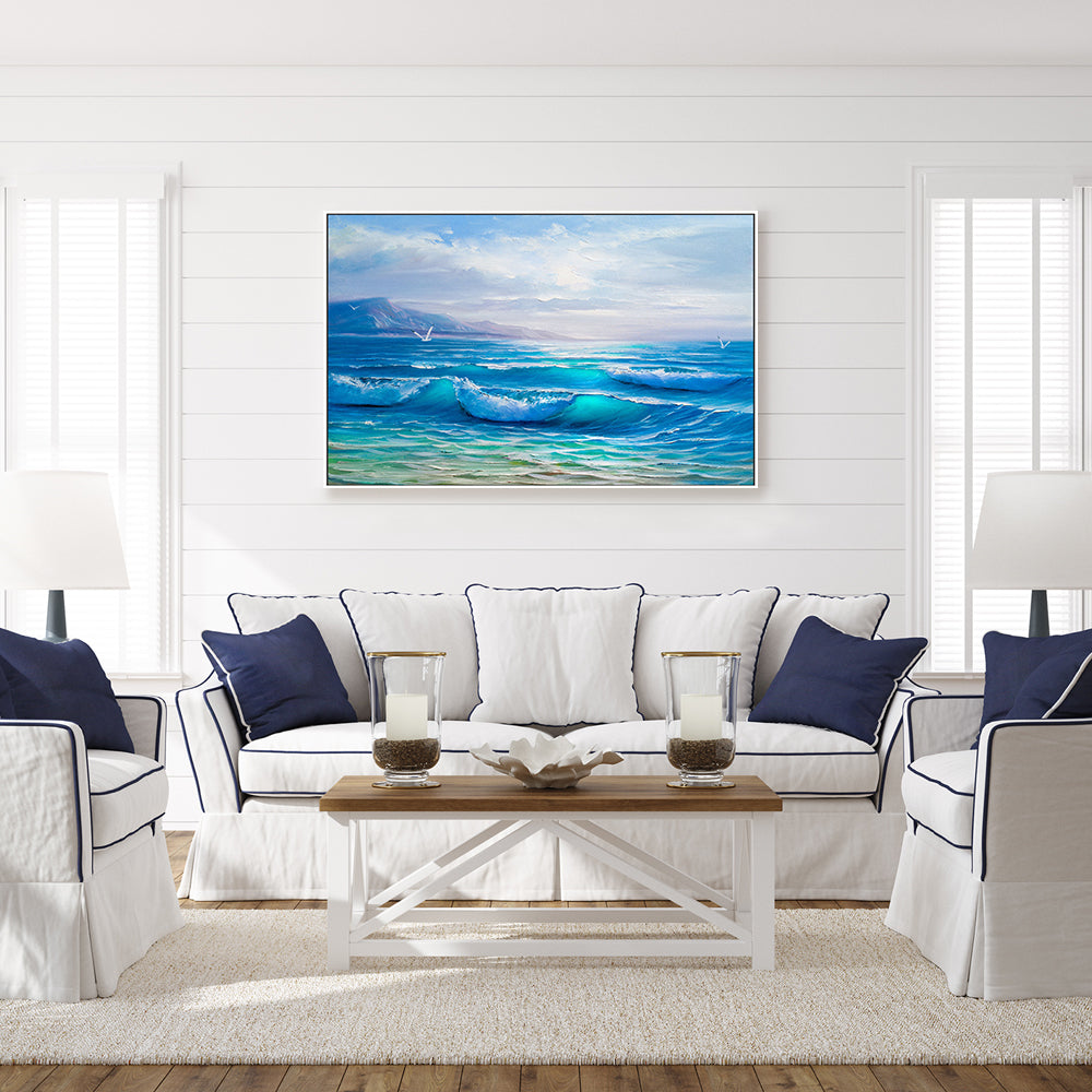 Tranquil Waves , Hand-painted Canvas