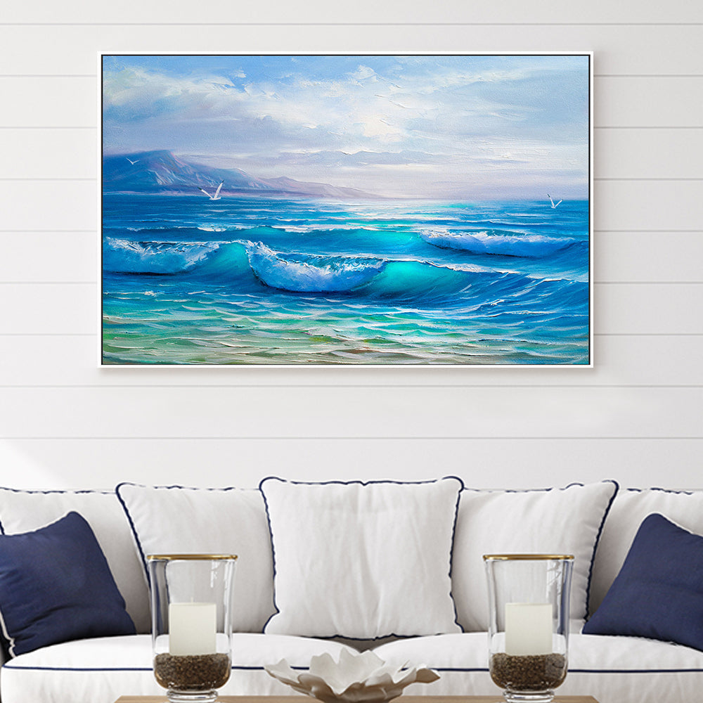 Tranquil Waves , Hand-painted Canvas