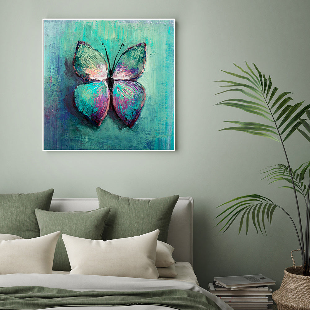 The Blue Butterfly, Style B, Hand-Painted Canvas