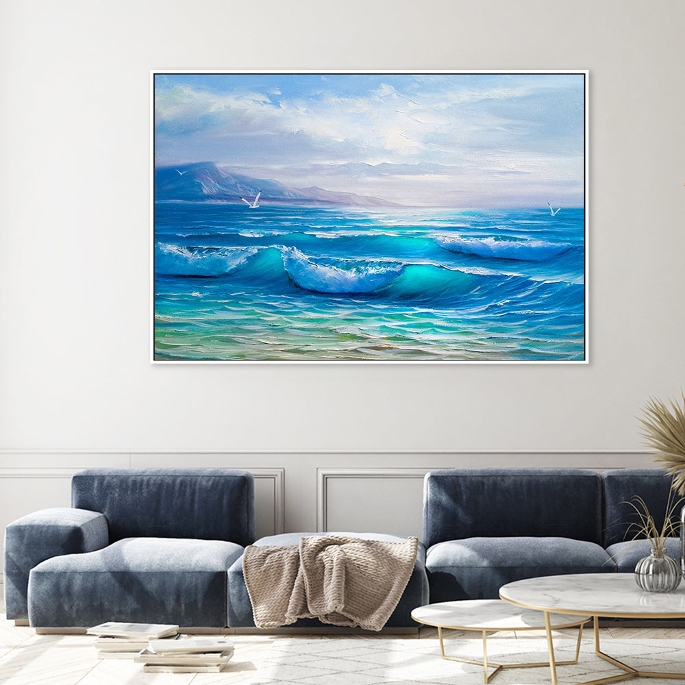 Tranquil Waves , Hand-painted Canvas