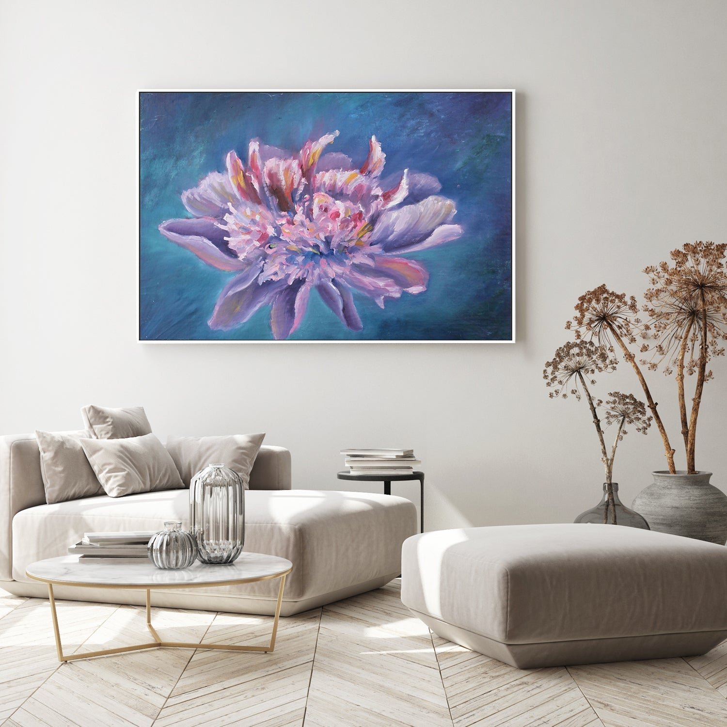 Violet Water Lily, Style B, Hand-Painted Canvas