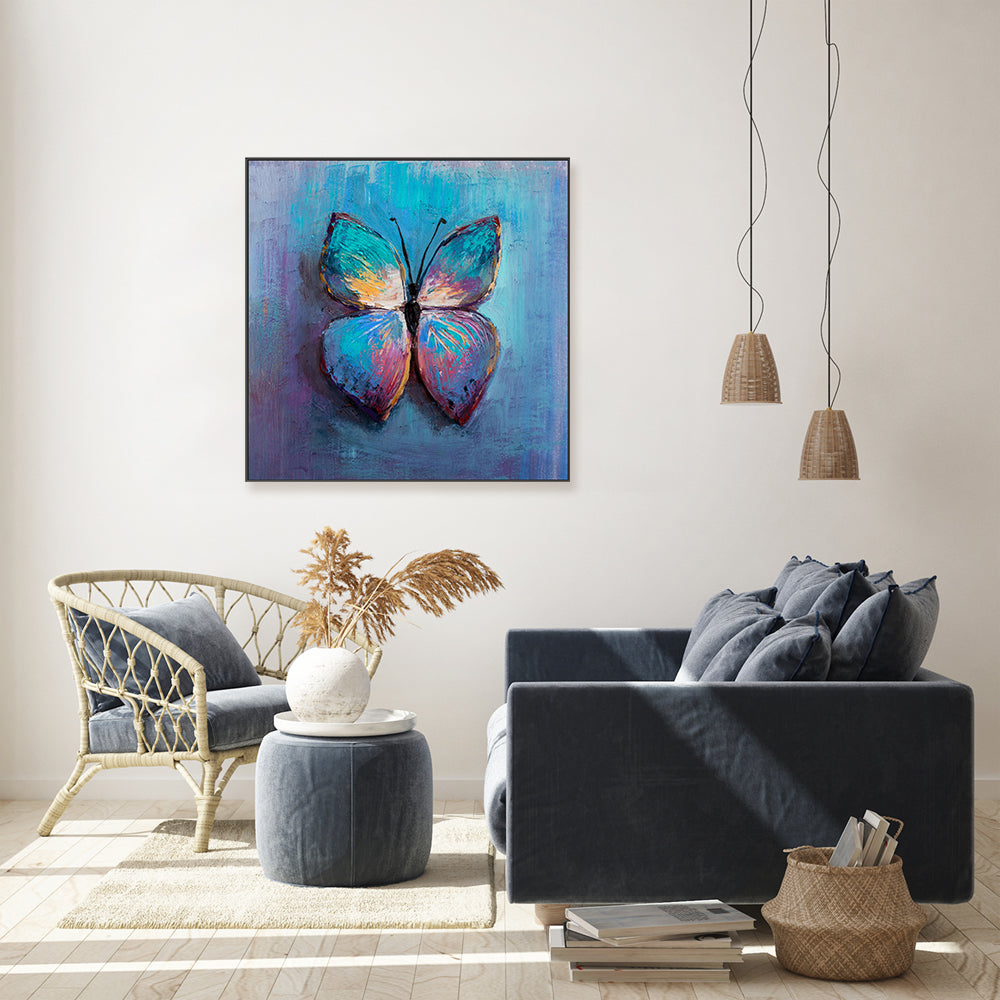 The Blue Butterfly, Style A, Hand-Painted Canvas