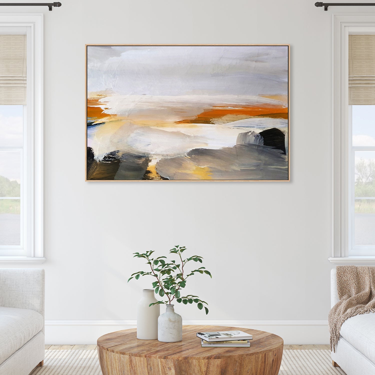 Warm Horizon, Style C , Hand-painted Canvas