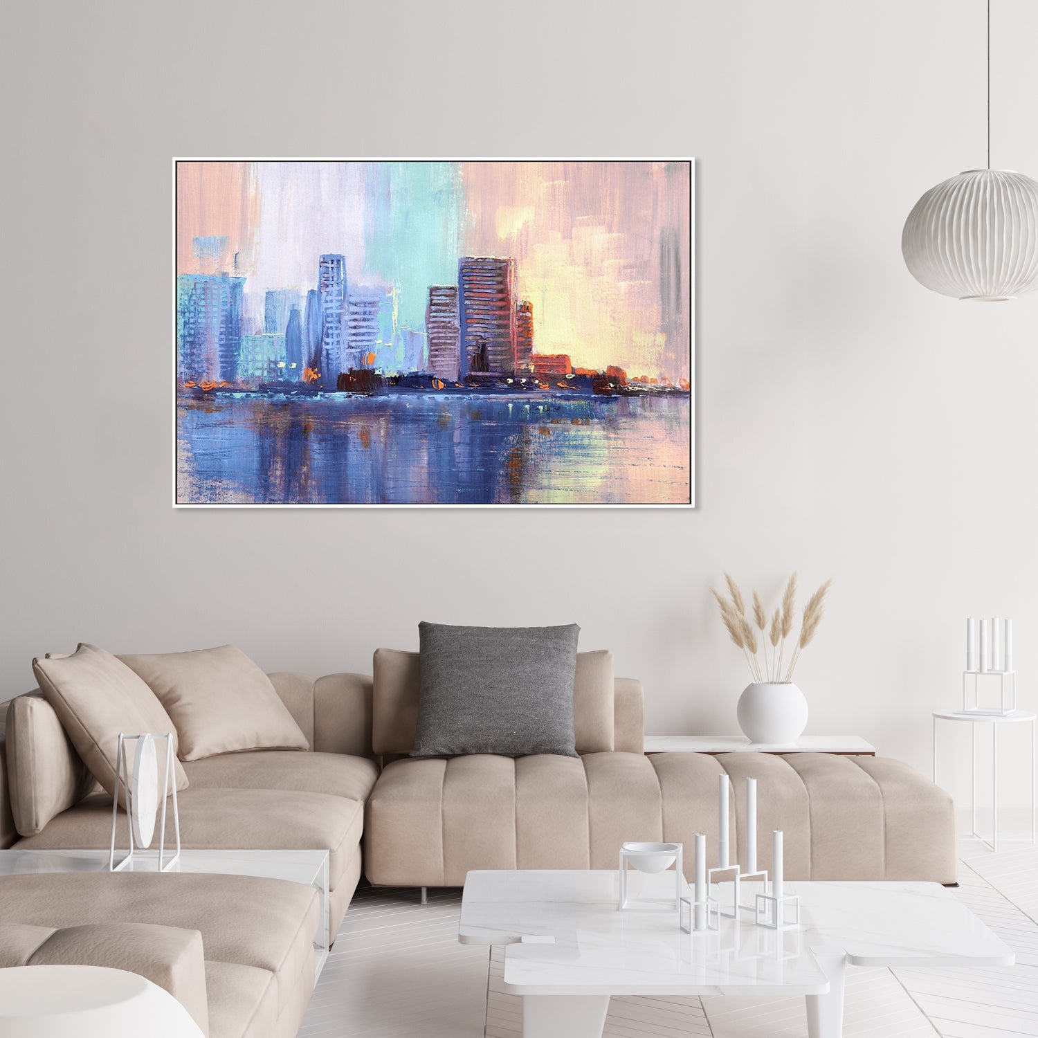 Sunset City, Style B, Hand-Painted Canvas