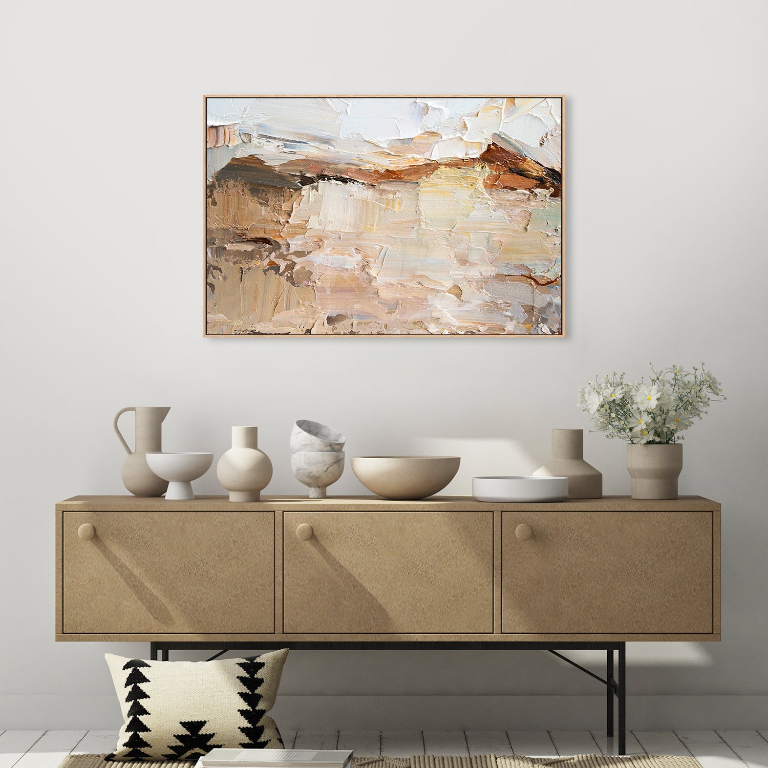 Nude and White Landscape , Hand-painted Canvas