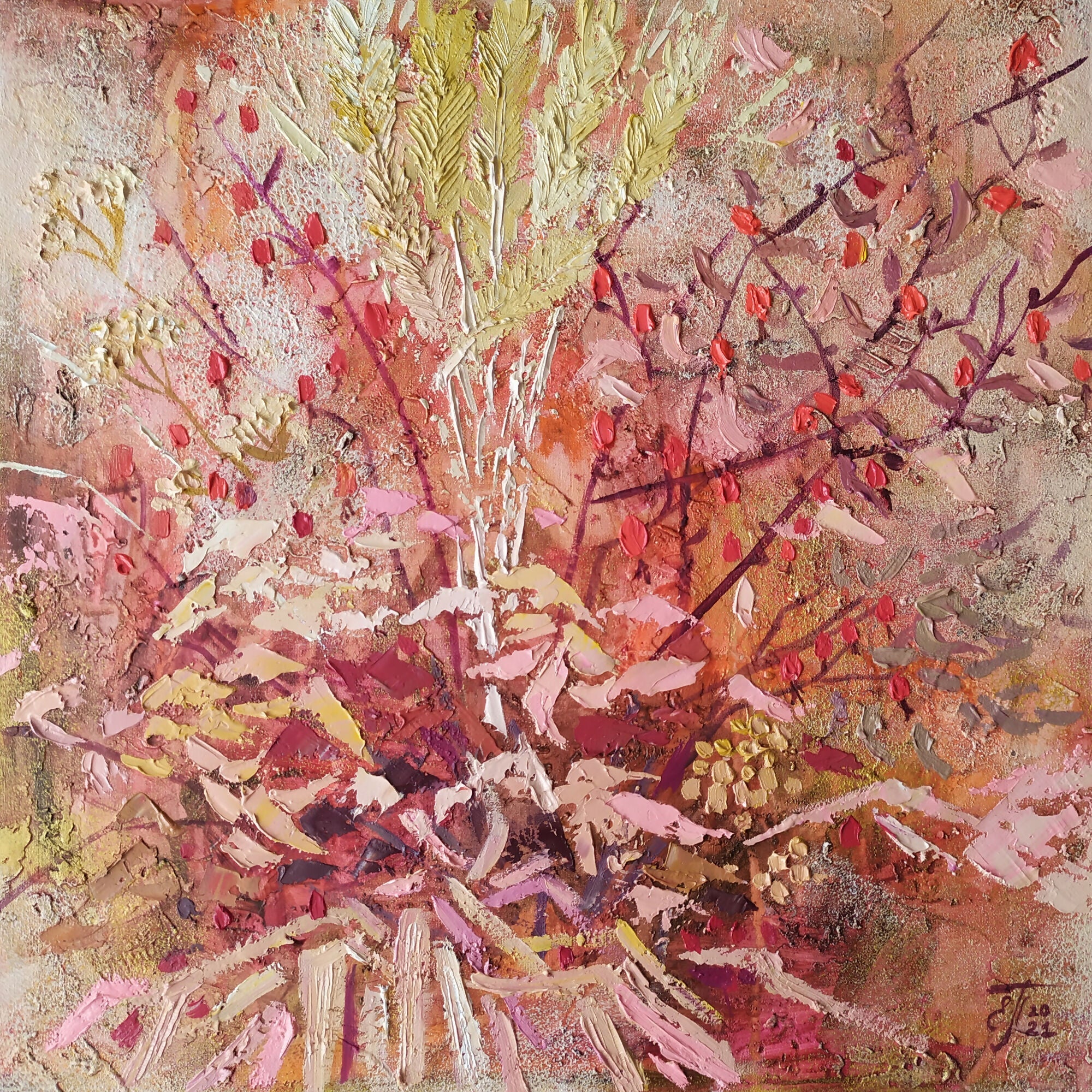 MEMORIES OF WARM AUTUMN, Original Hand-Painted Canvas By Ekaterina Prisich