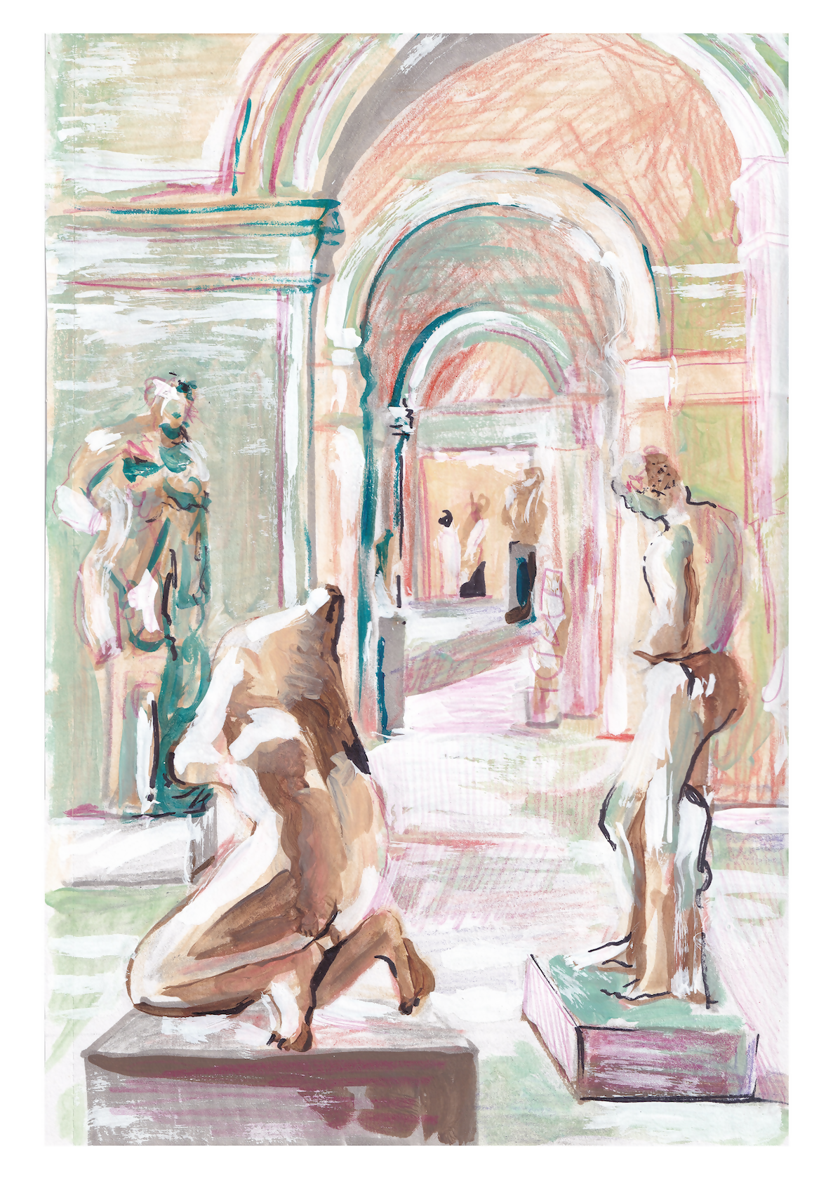 Glyptothek, Original Hand-Painted Canvas By Alice Kwan