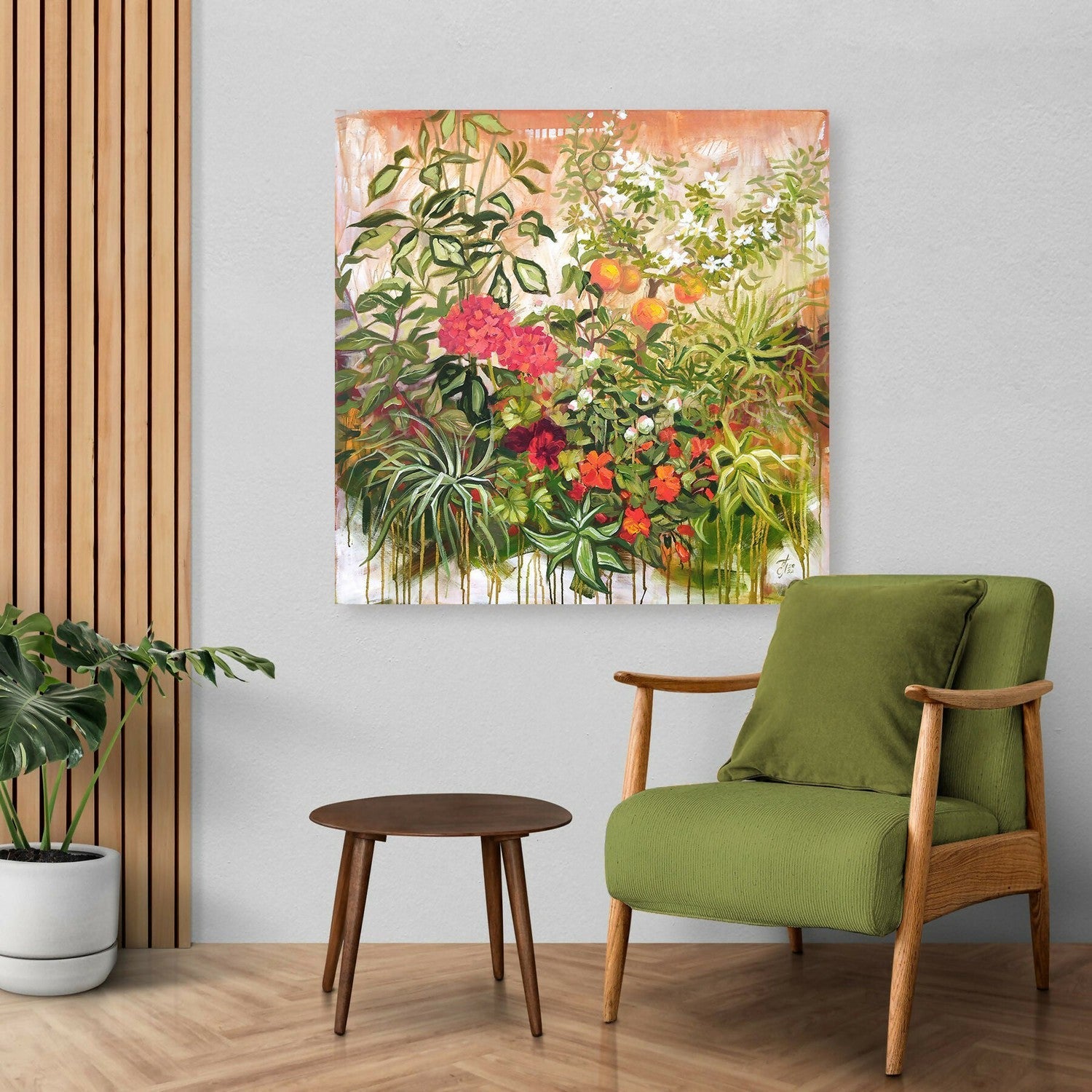 Tropical Garden, Original Hand-Painted Canvas By Ekaterina Prisich