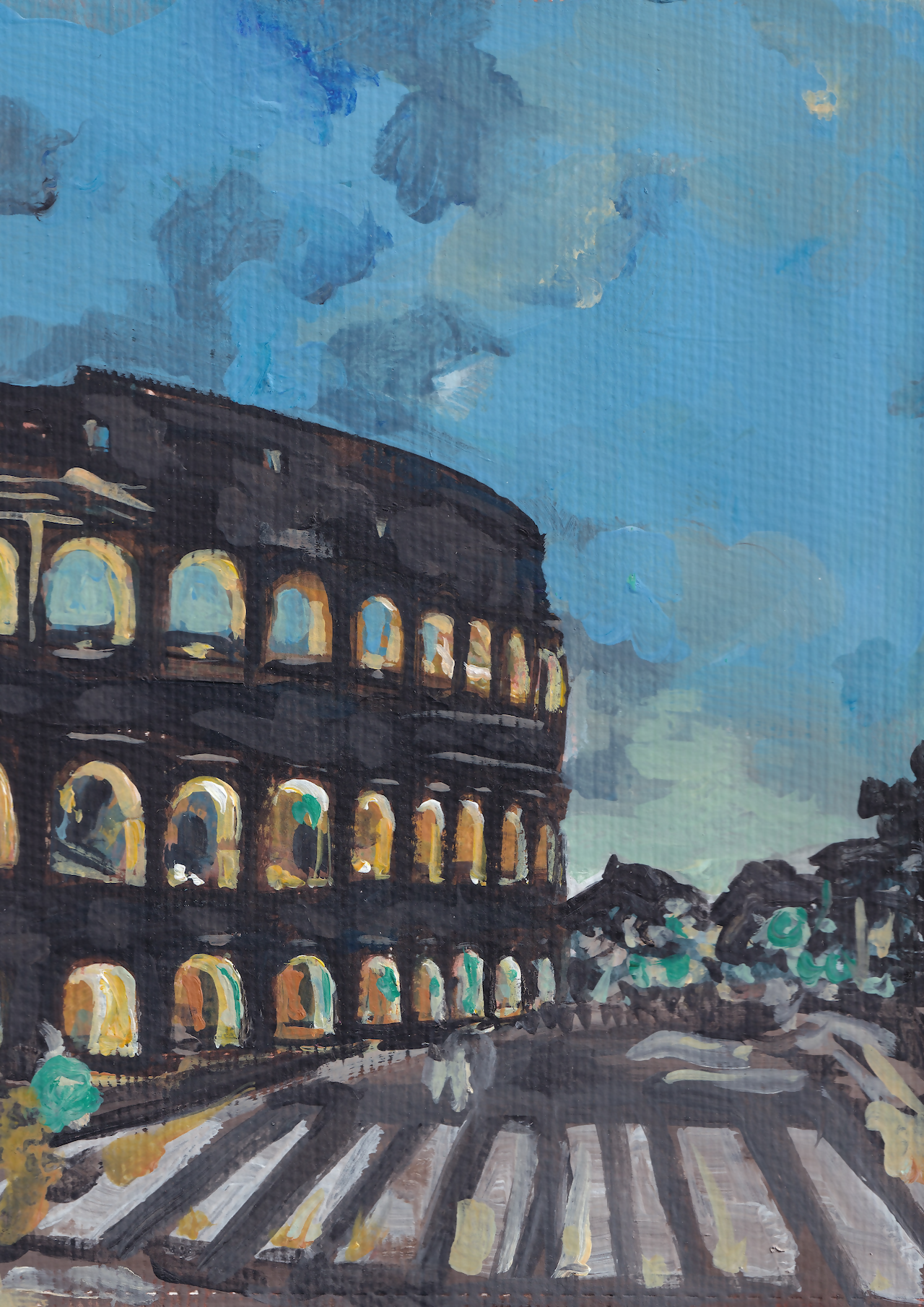 Colosseum, Original Hand-Painted Canvas By Alice Kwan