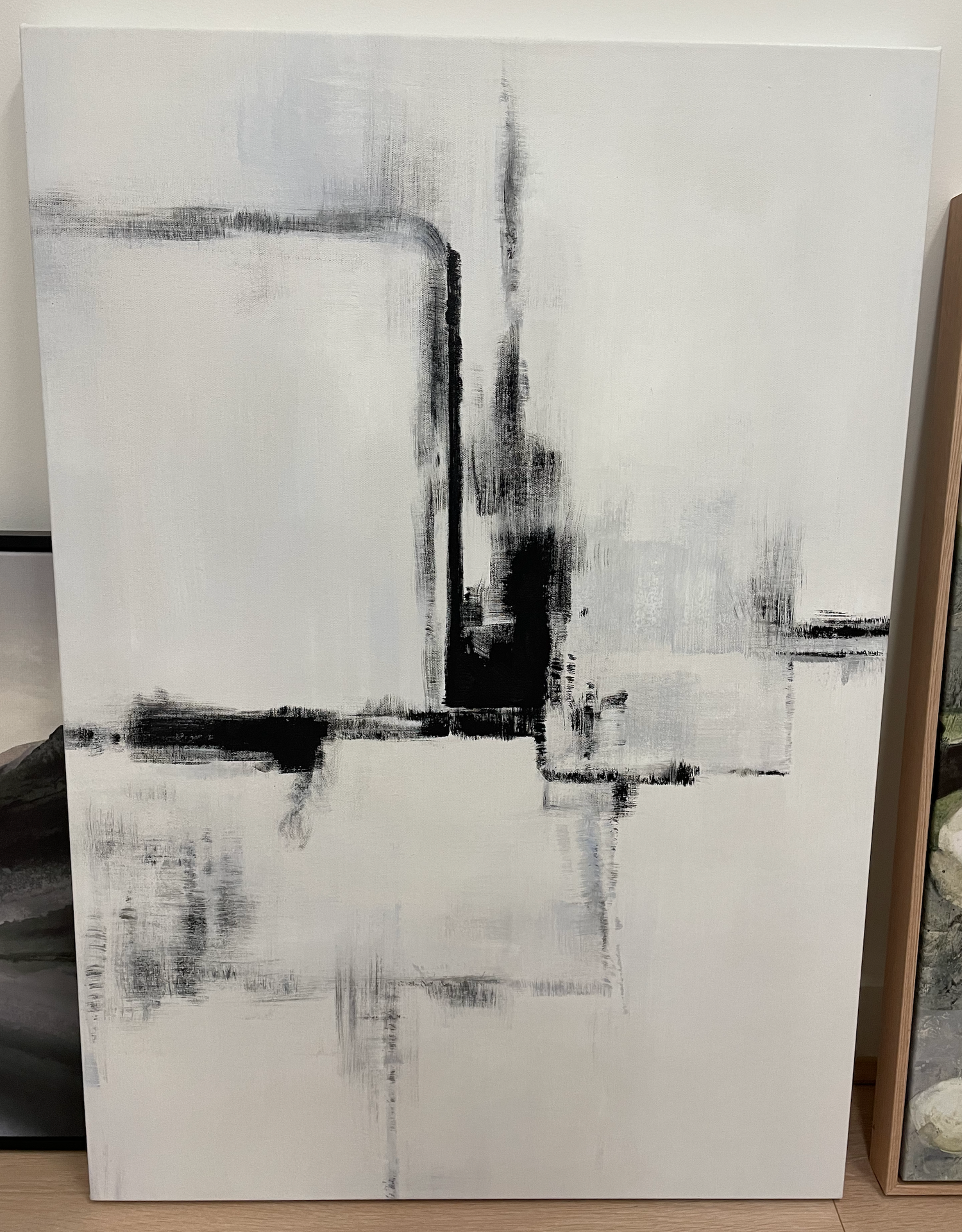 SIMPLICITY, ABSTRACT, HAND-PAINTED STRETCHED CANVAS 70x100cm