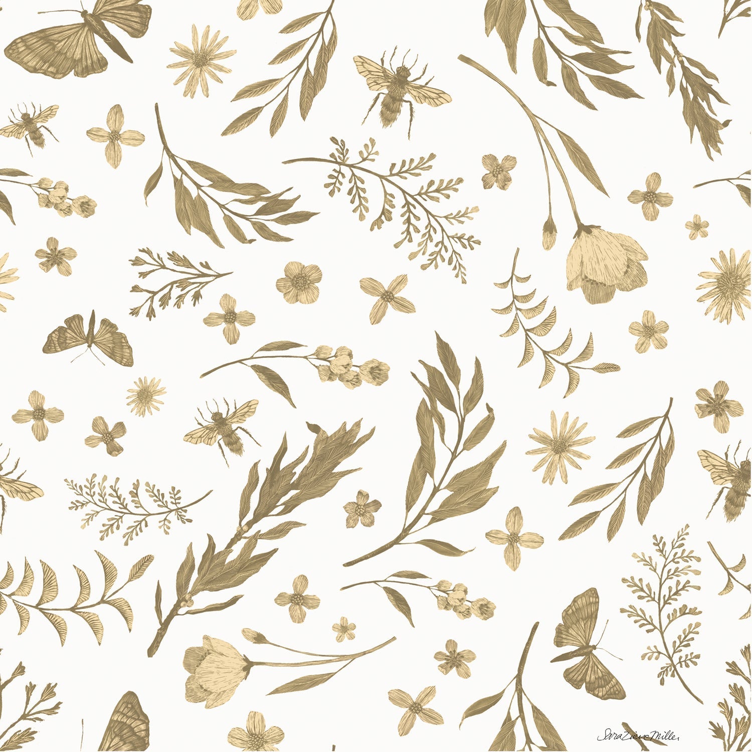 Springtime Pattern Warm, Style B, Wallpaper