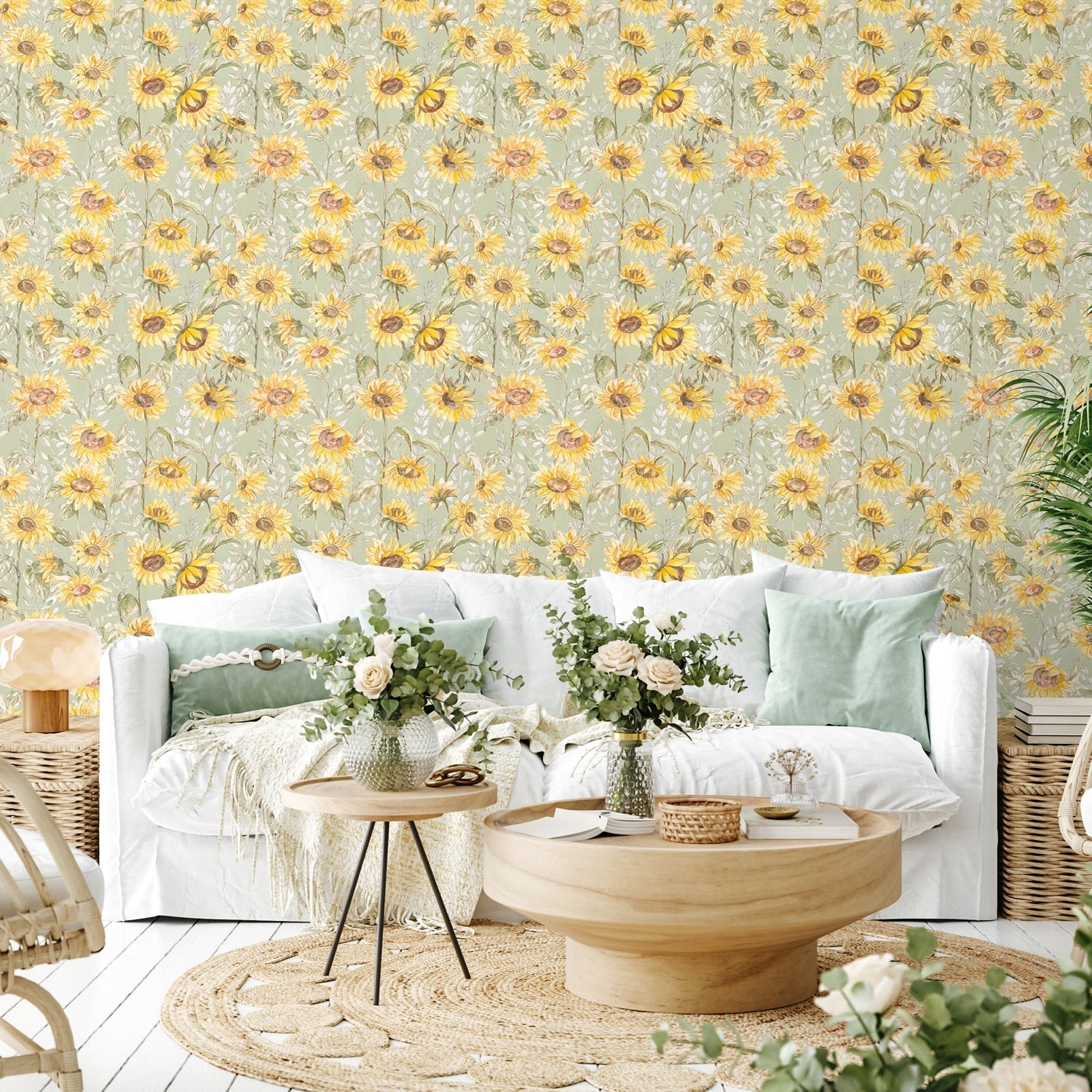 Sunny Blooms Pattern I, Style A, Wallpaper