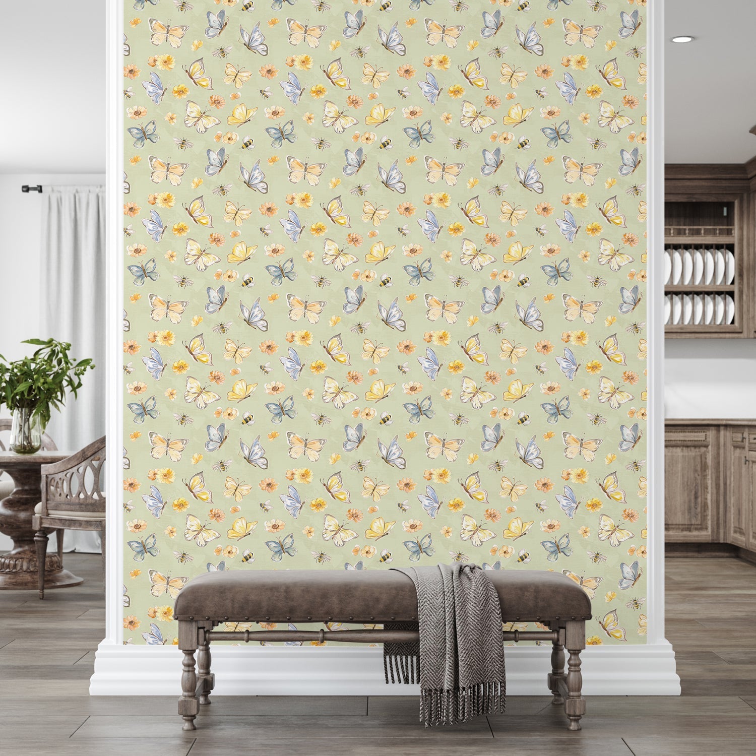 Sunny Blooms Pattern III, Style B, Wallpaper