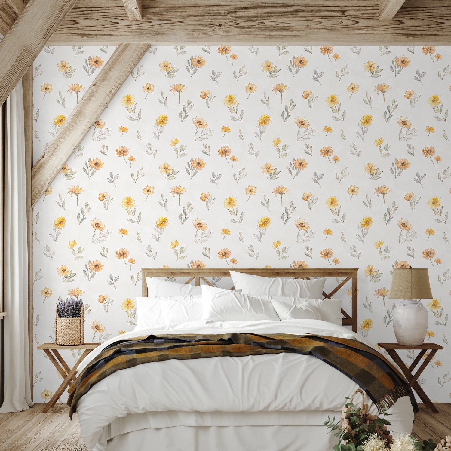 Sunny Blooms Pattern IV, Style A, Wallpaper