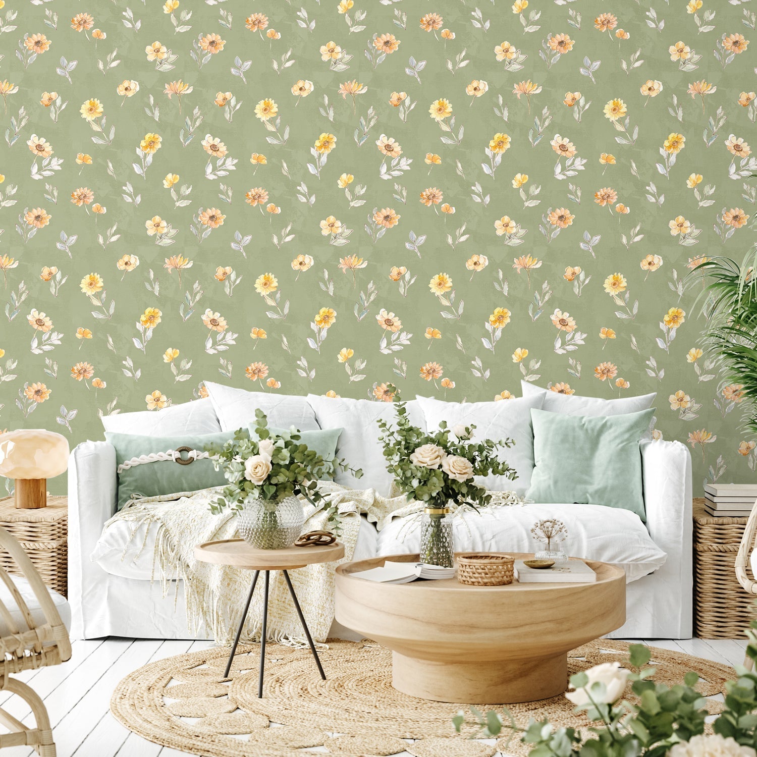 Sunny Blooms Pattern IV, Style B, Wallpaper