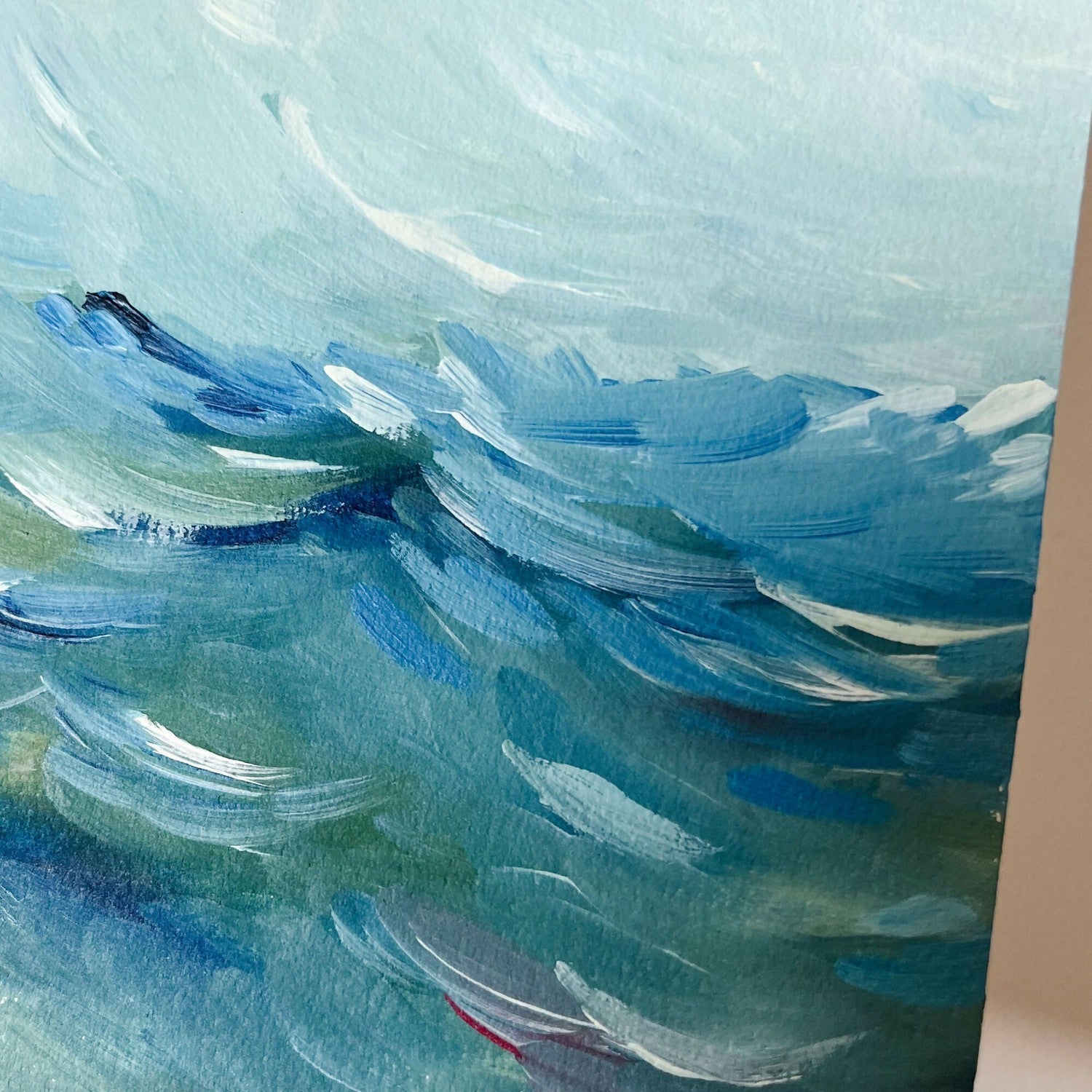 Where The Blue Sky Melds With The Sea, Original Hand-Painted Canvas By Lucrecia Caporale