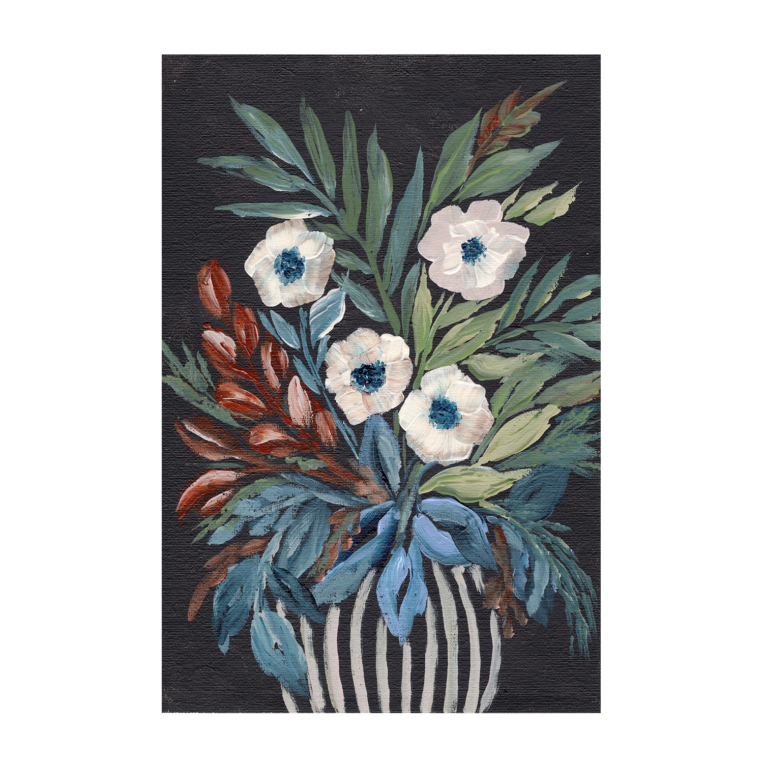 Floral Enchantment, Hand-Painted Canvas