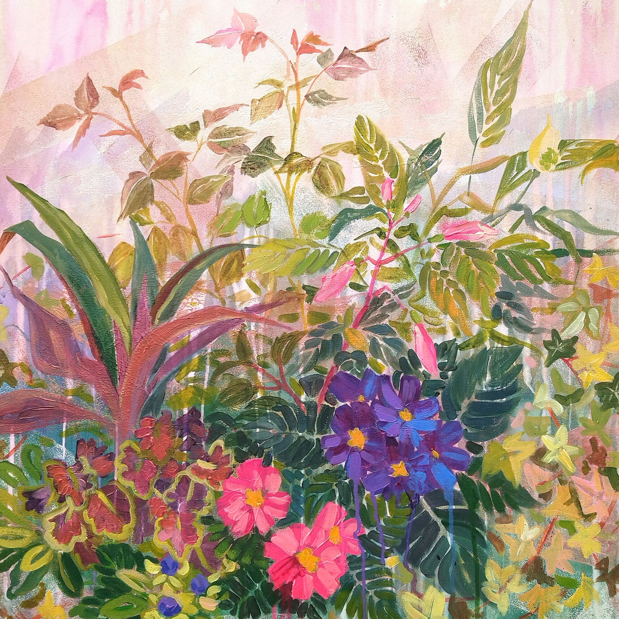 Floral Garden Mix, Original Hand-Painted Canvas By Ekaterina Prisich