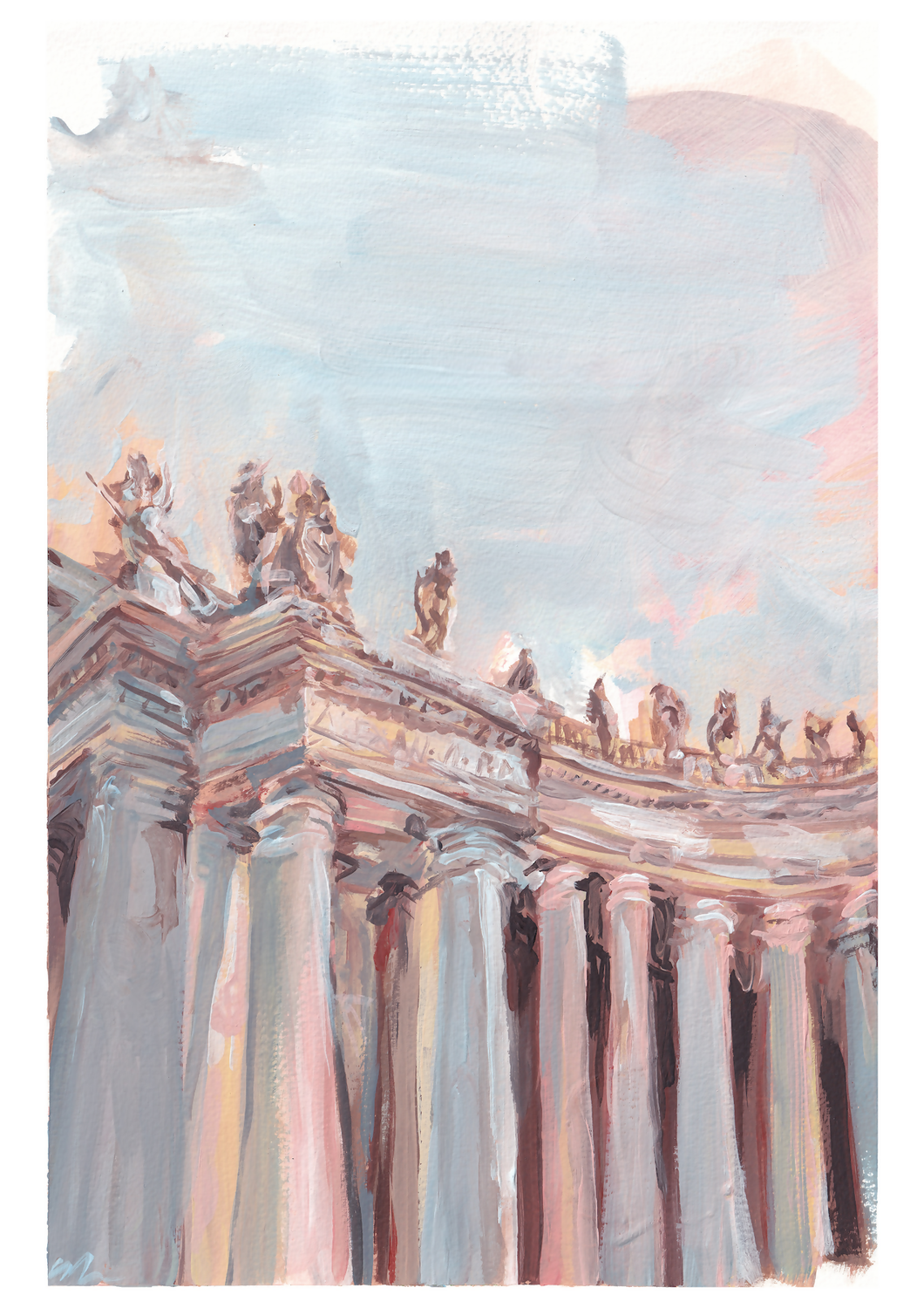 The Colonnade of St Peter's Basilica, Original Artwork By Alice Kwan