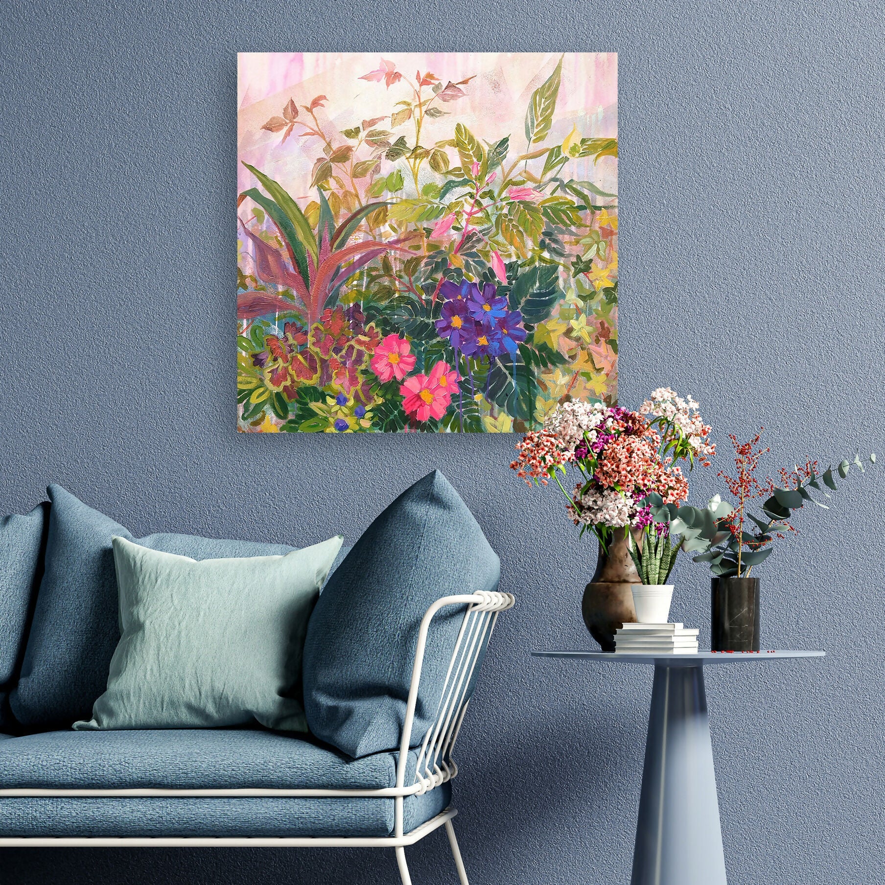 Floral Garden Mix, Original Hand-Painted Canvas By Ekaterina Prisich