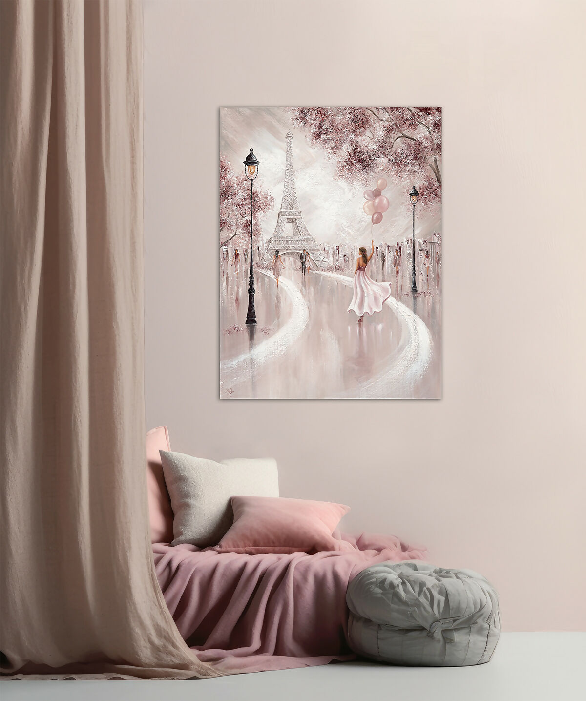 Blushed Parisian Dreams, Original Hand-Painted Canvas By Isabella Karolewicz