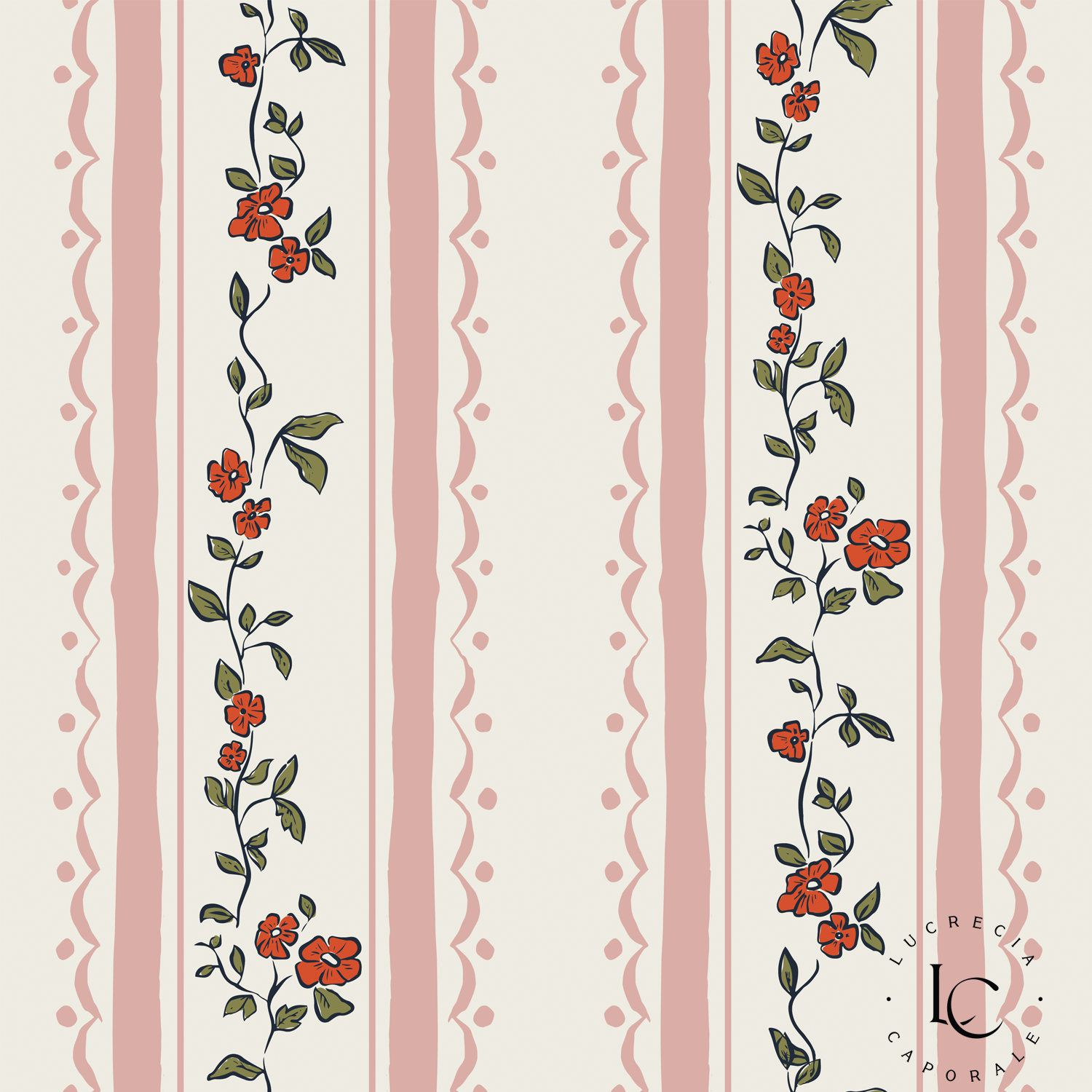 Farmhouse Stripes Pink, Wallpaper