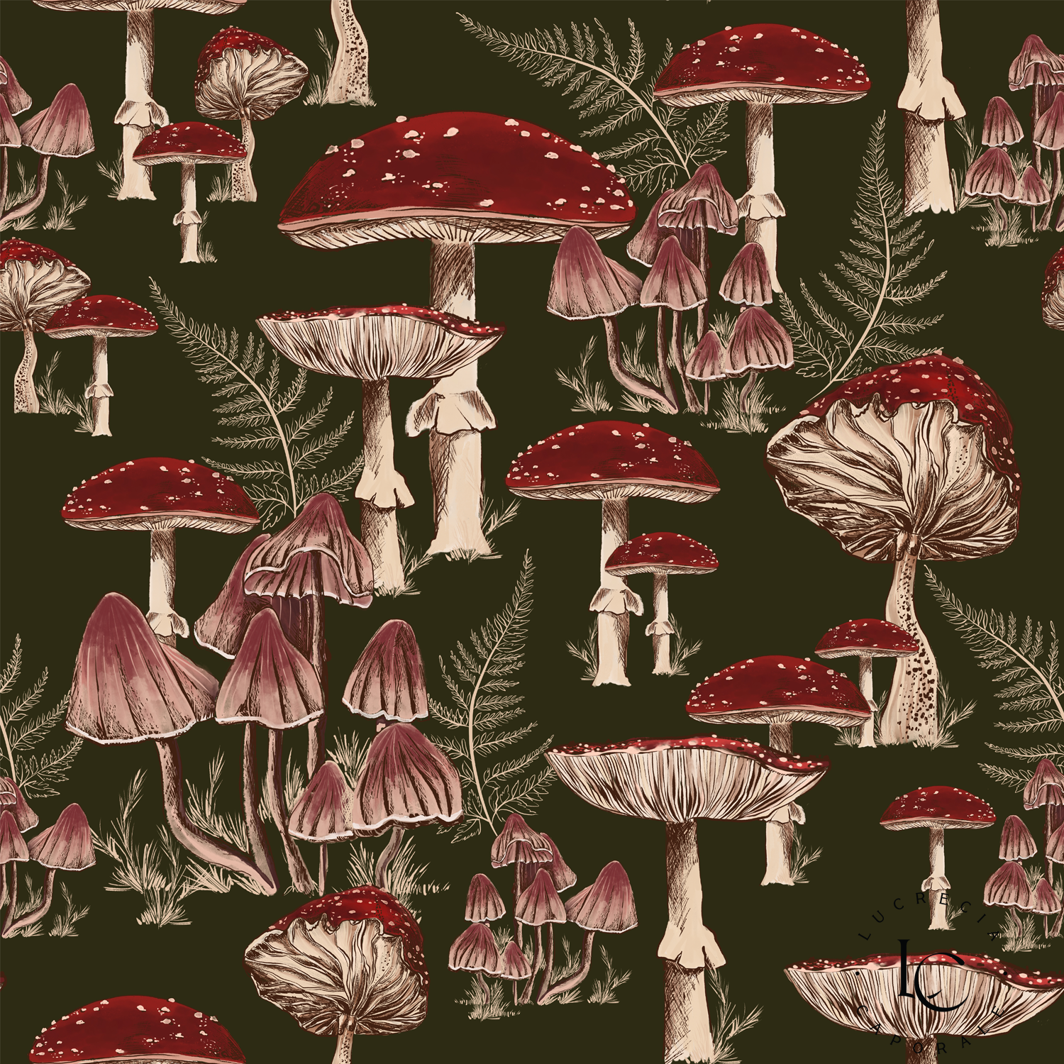 Dark Green Toadstool, Wallpaper