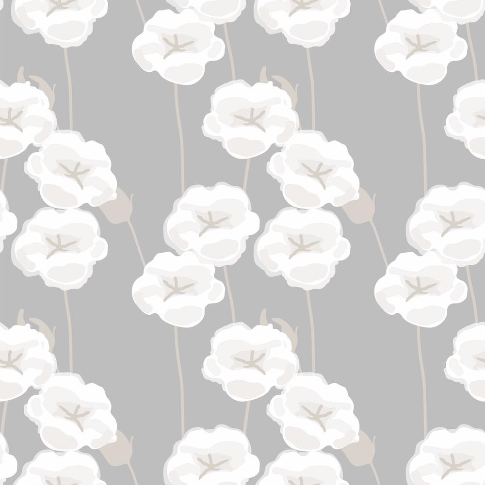 White Blooms on Grey-wallpaper-eco-friendly-easy-removal-GIOIA-WALL-ART