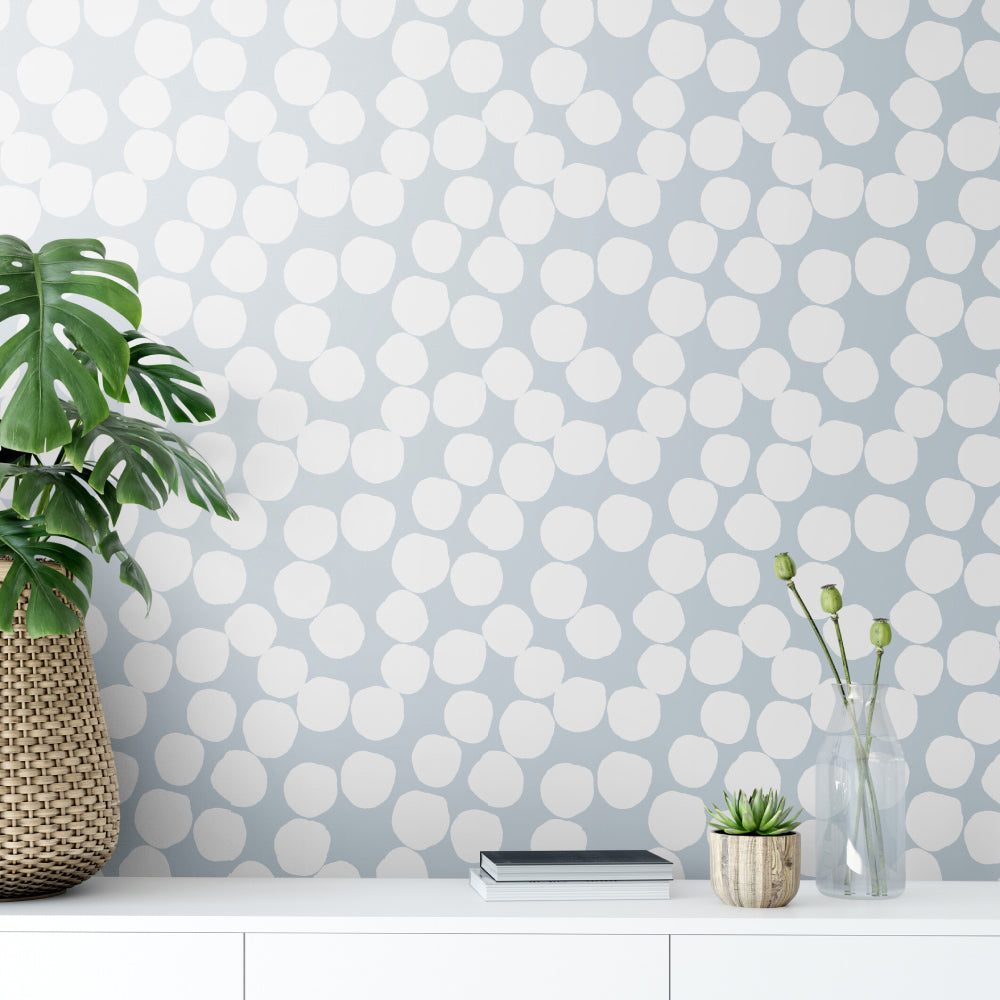 White Dots On Powder Blue  Wallpaper