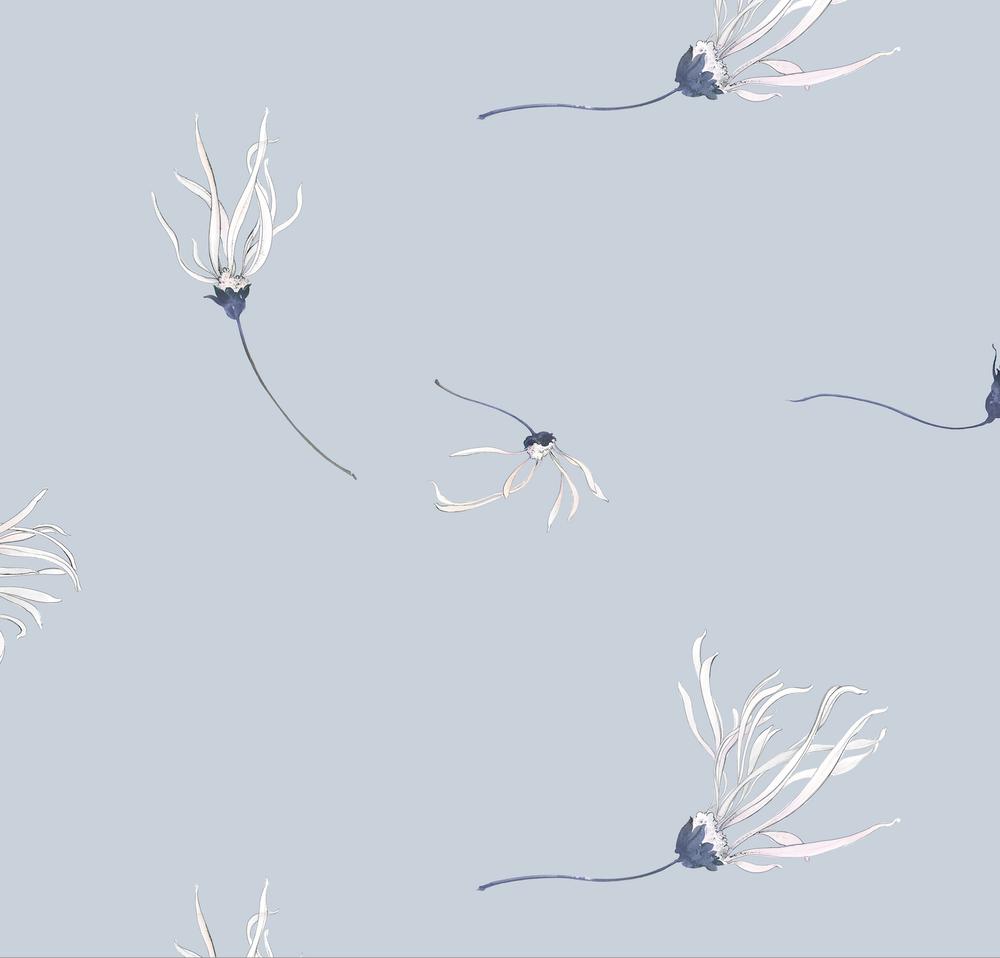 White Florals on Powder Blue Background-wallpaper-eco-friendly-easy-removal-GIOIA-WALL-ART