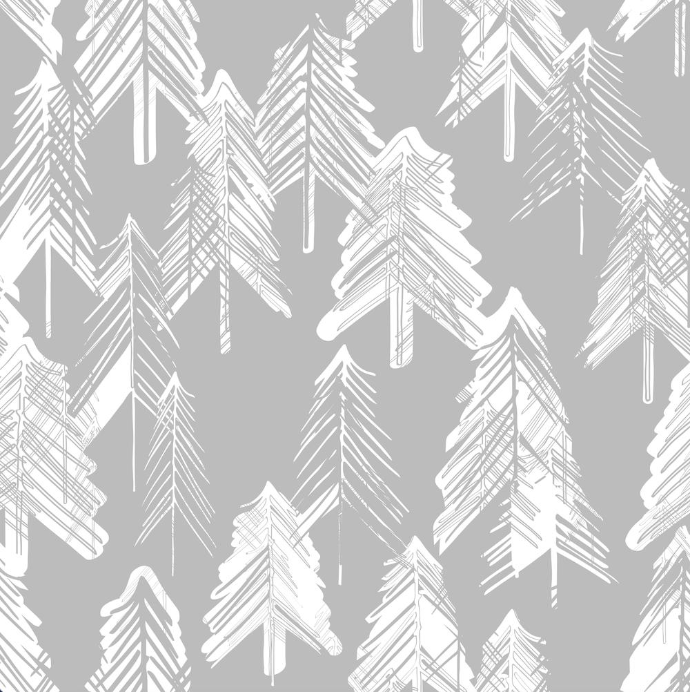 White Forest Trees on Grey Background-wallpaper-eco-friendly-easy-removal-GIOIA-WALL-ART