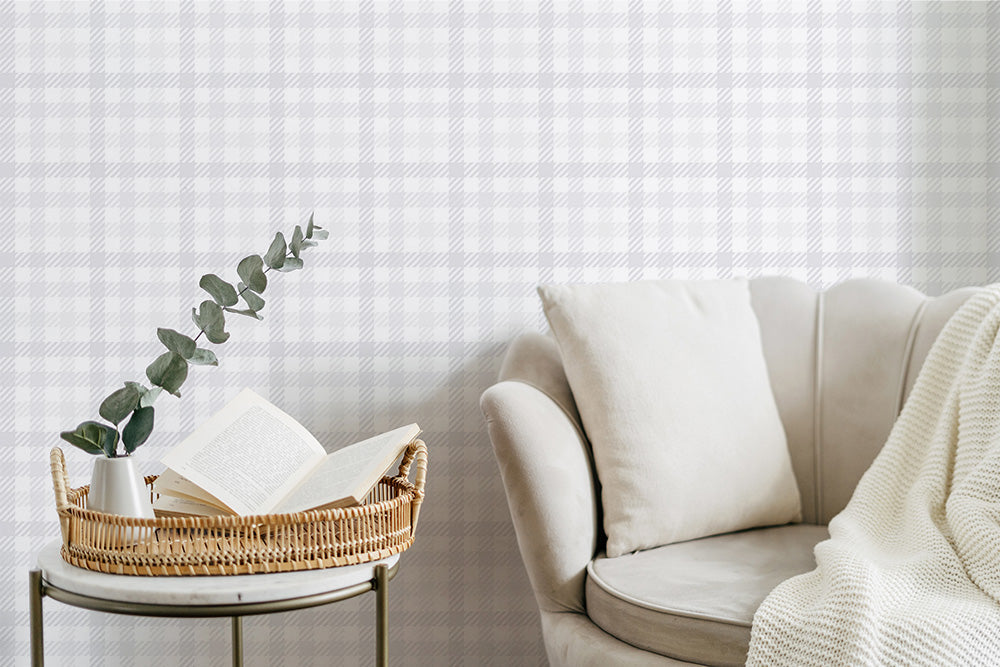 White Gingham Wallpaper