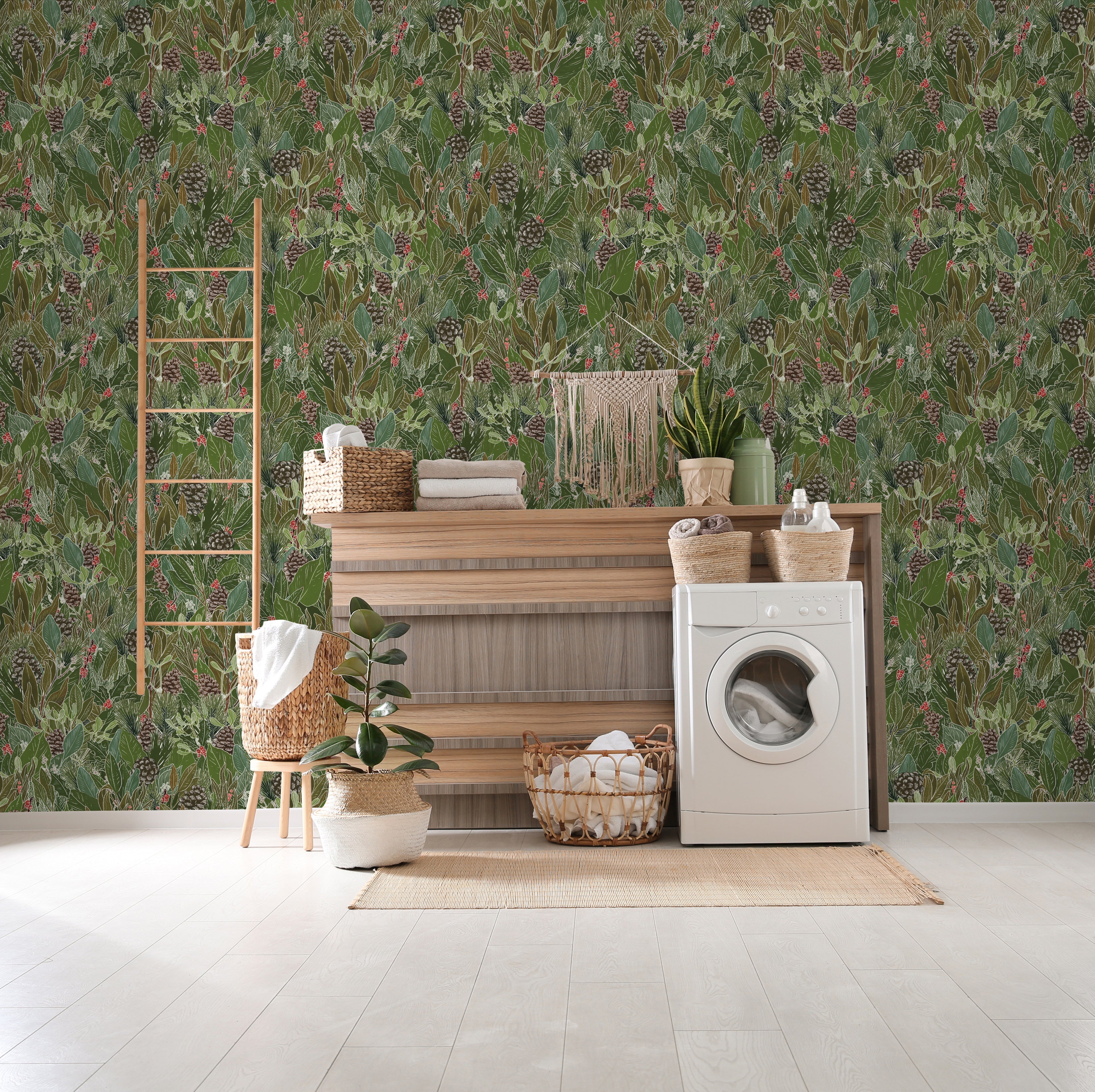 Woodland Wreath Pattern, Wallpaper