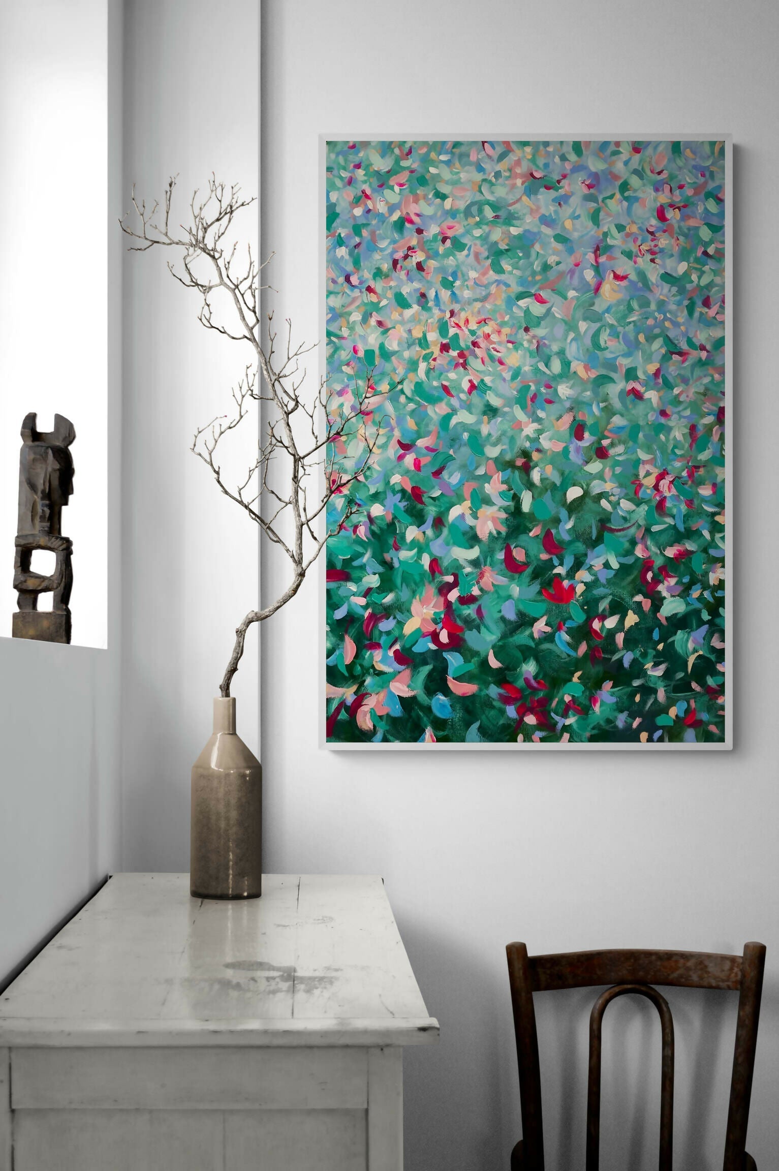 Flowers in Flight, Original Hand-Painted Canvas By Katherine Spiller