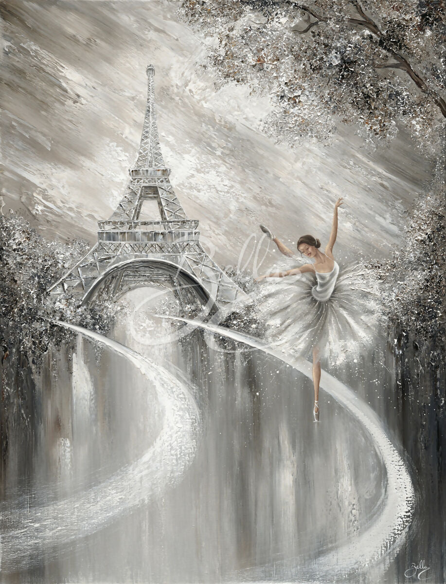 Tutu Twirl, Paris Flair, Original Hand-Painted Canvas Isabella Karolewicz