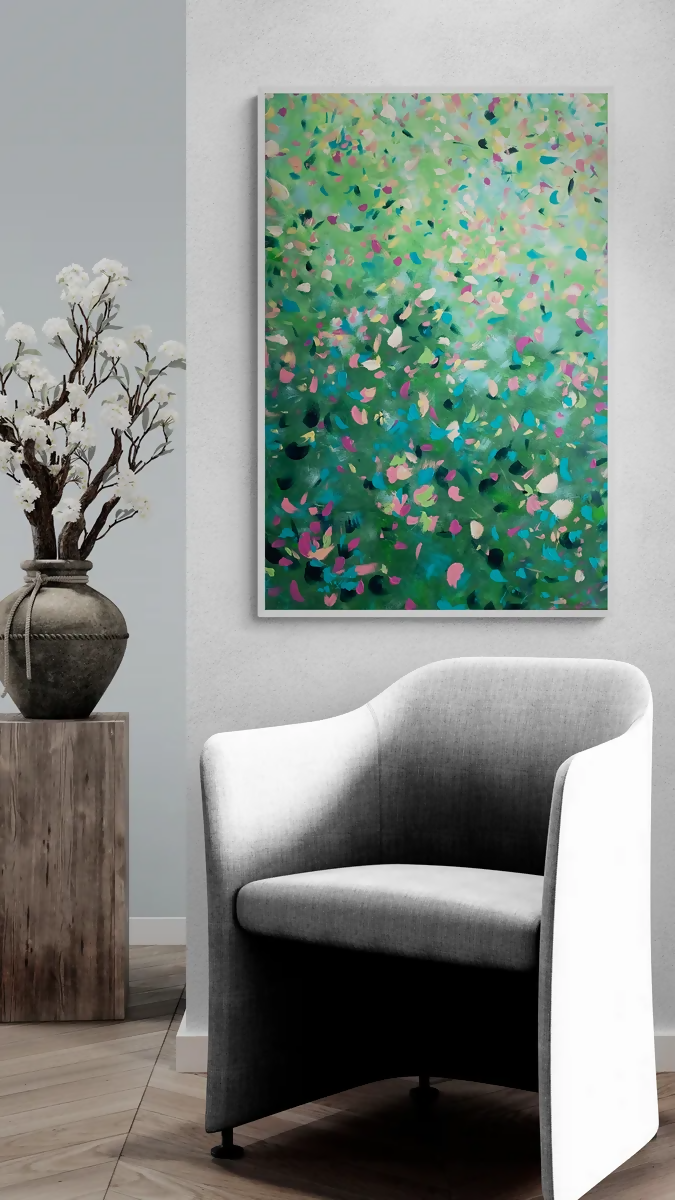 Flower Stories, Original Hand-Painted Canvas by Katherine Spiller