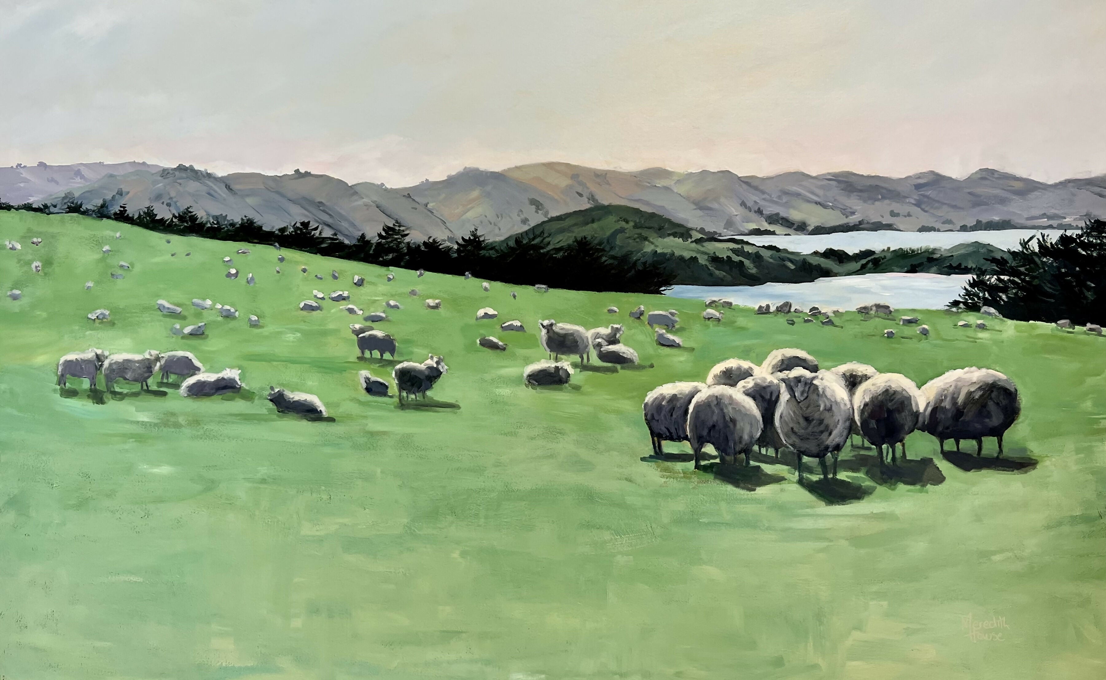 Ewes with a View, Original Hand-Painted Canvas By Meredith Howse