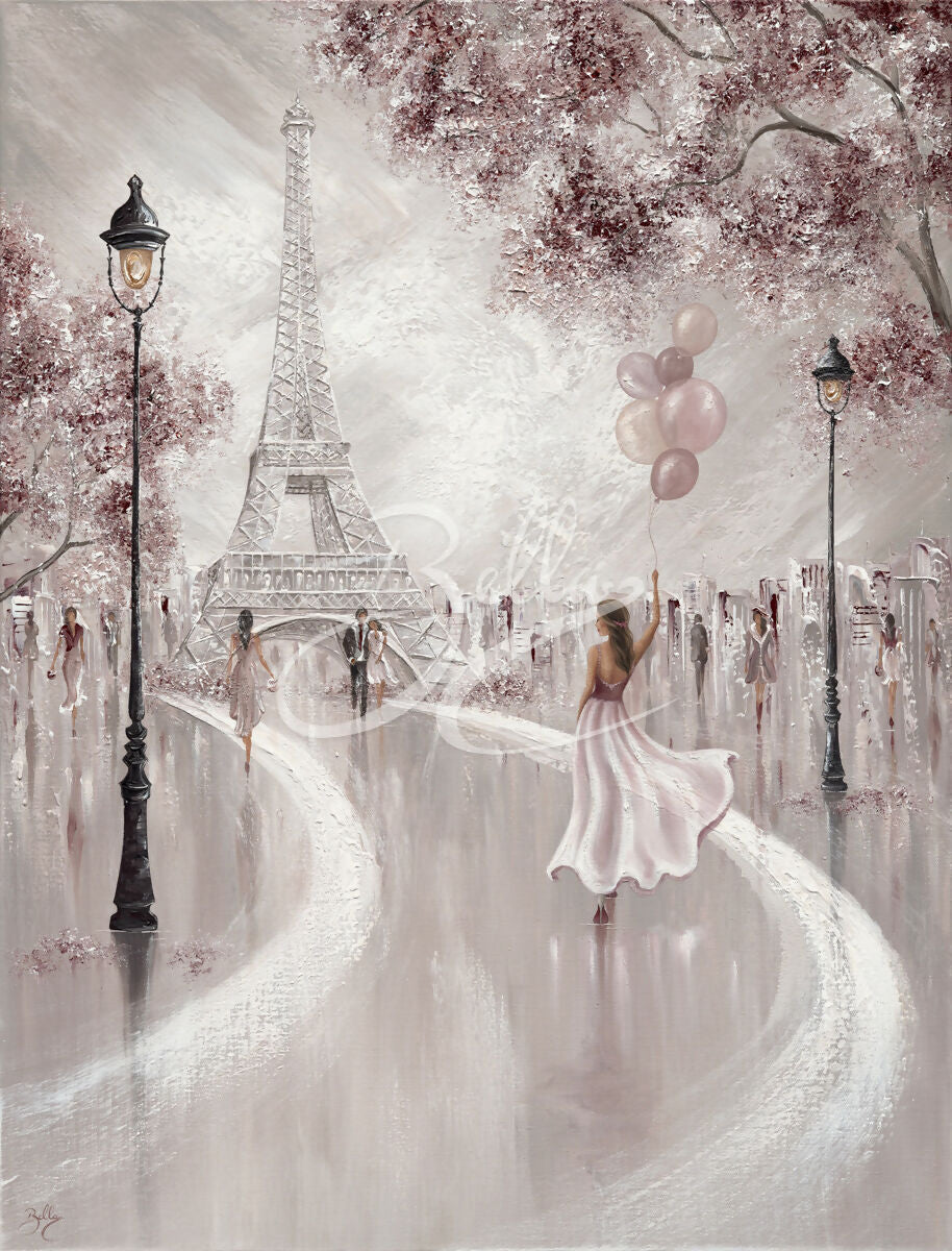 Blushed Parisian Dreams, Original Hand-Painted Canvas By Isabella Karolewicz