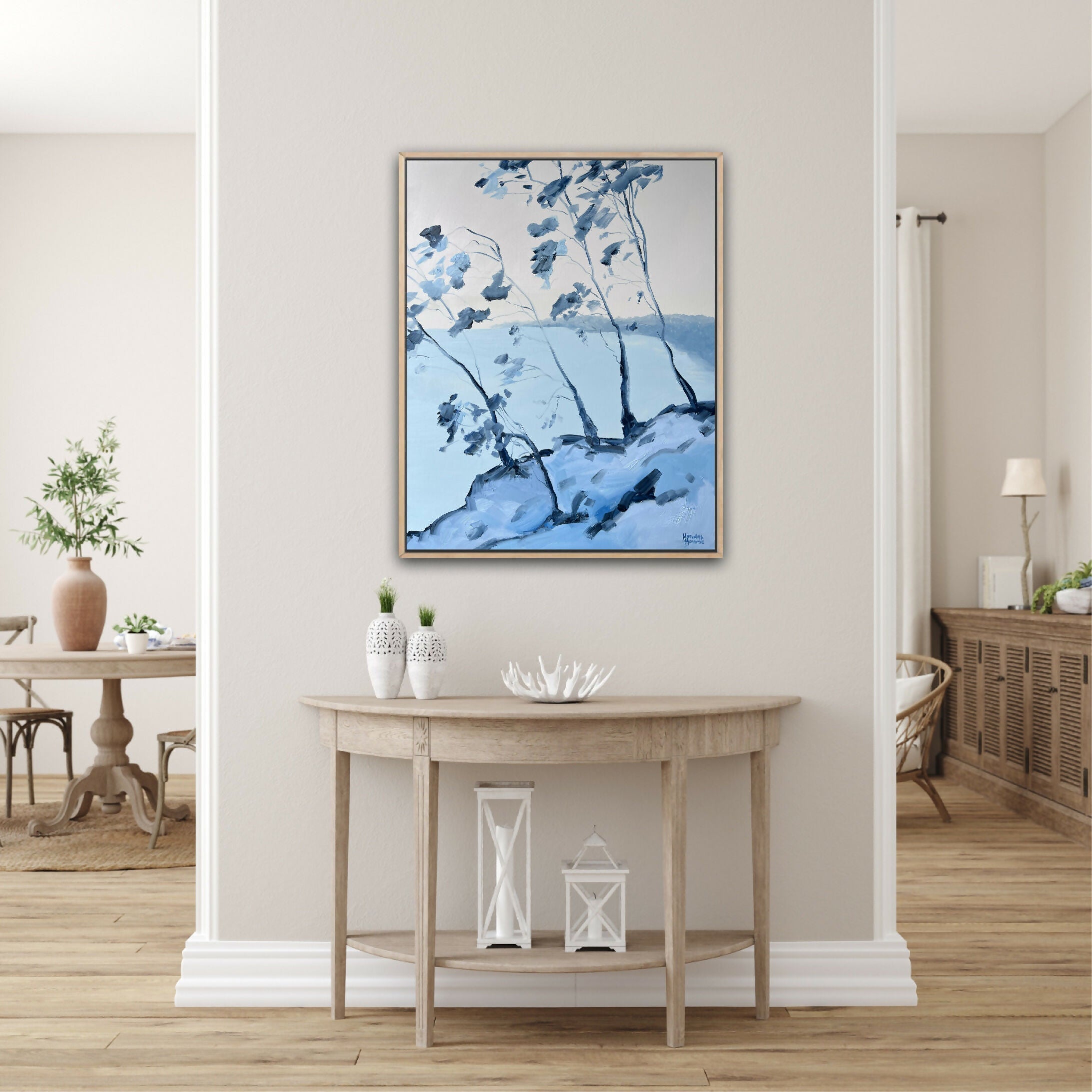 Straddie in Blue , Original Hand-Painted Canvas By Meredith Howse