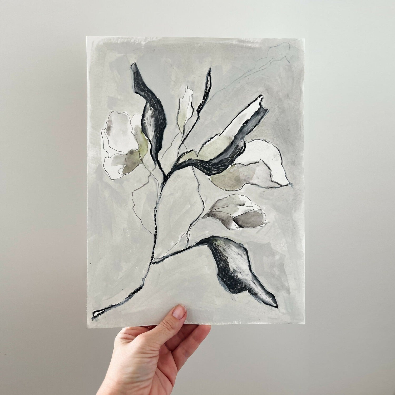 Botanical Scribble, Original Hand-Painted Canvas By Lucrecia Caporale